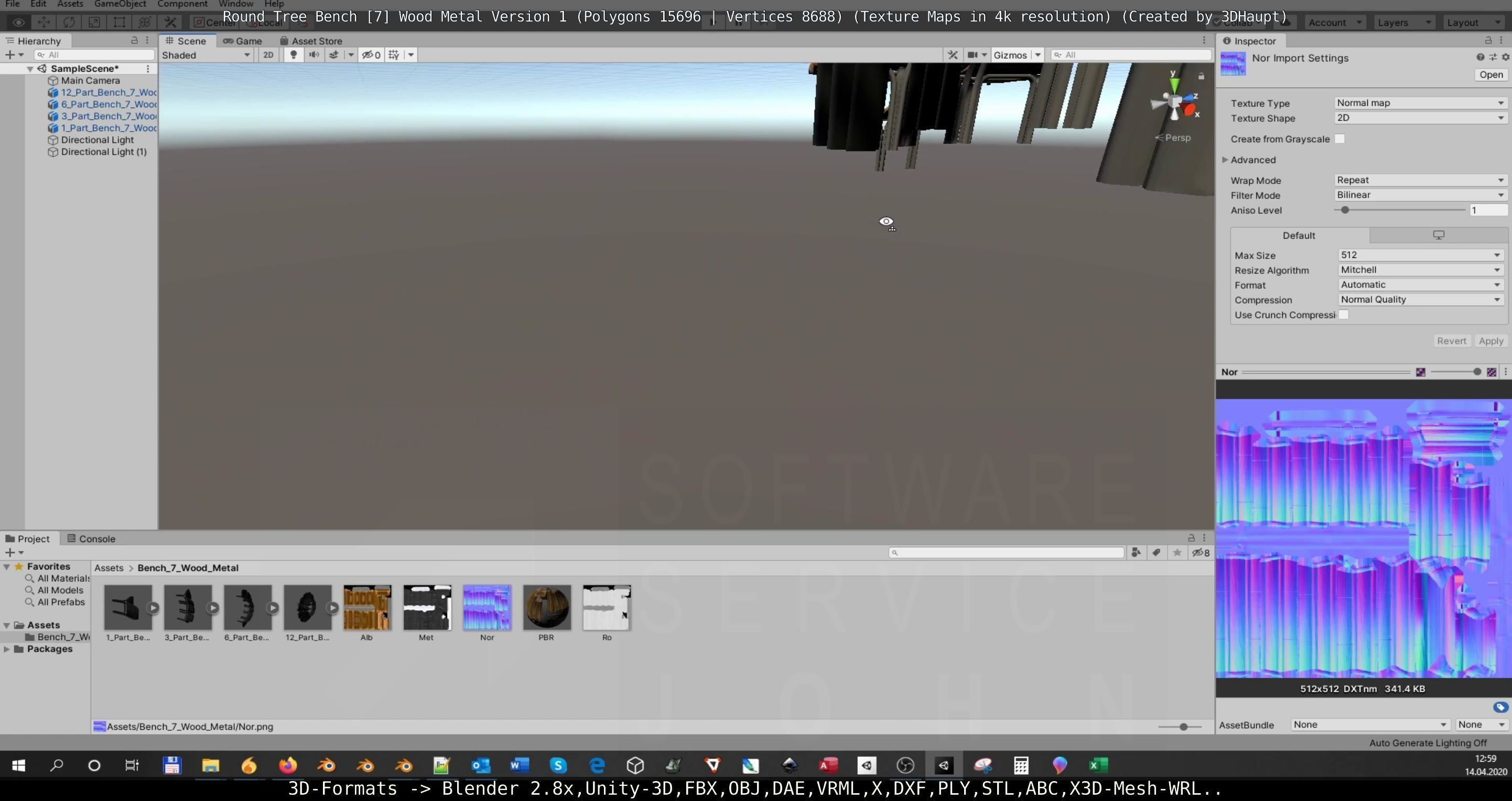 Round Tree Bench - 7 - Wood Metal Version 1 Low-poly 3D model_137