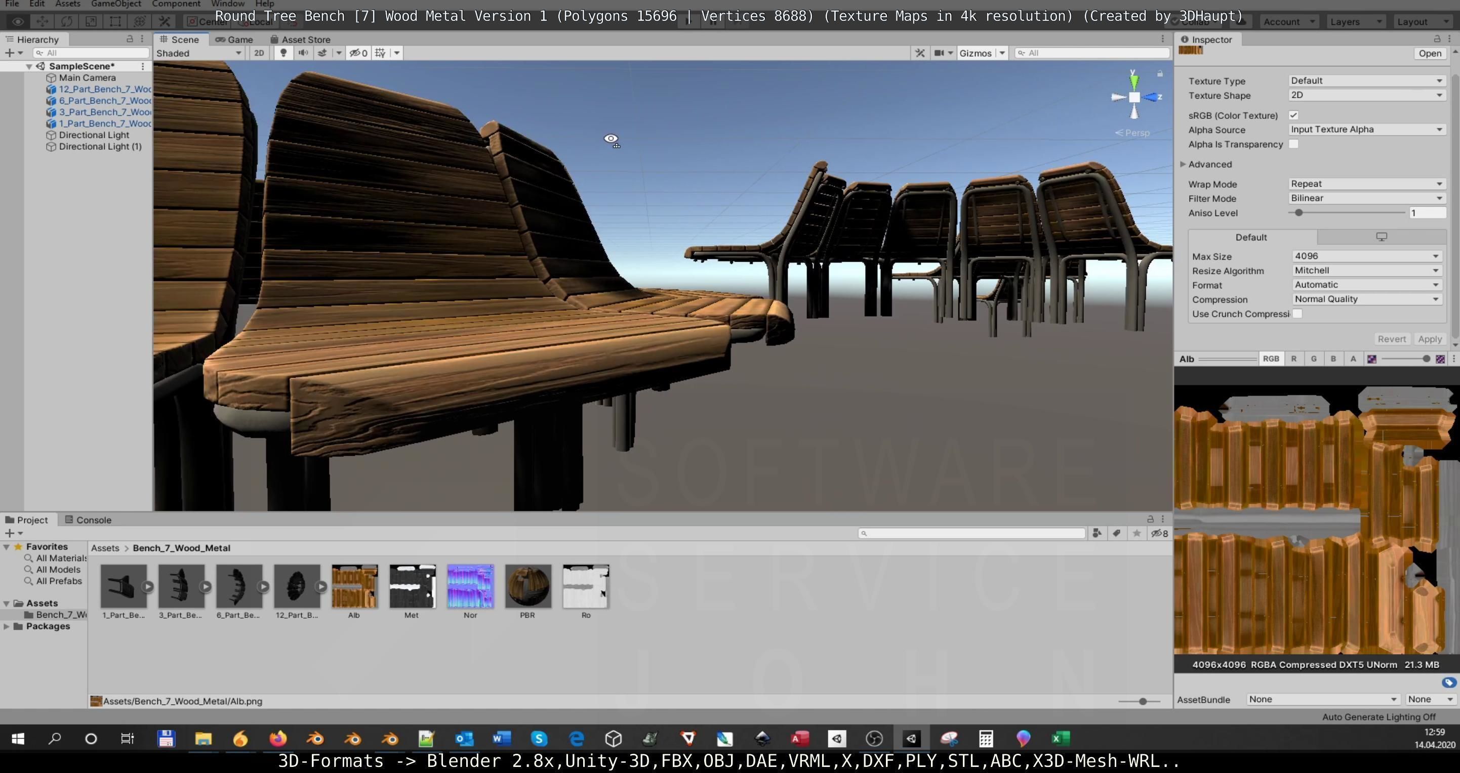 Round Tree Bench - 7 - Wood Metal Version 1 Low-poly 3D model_113