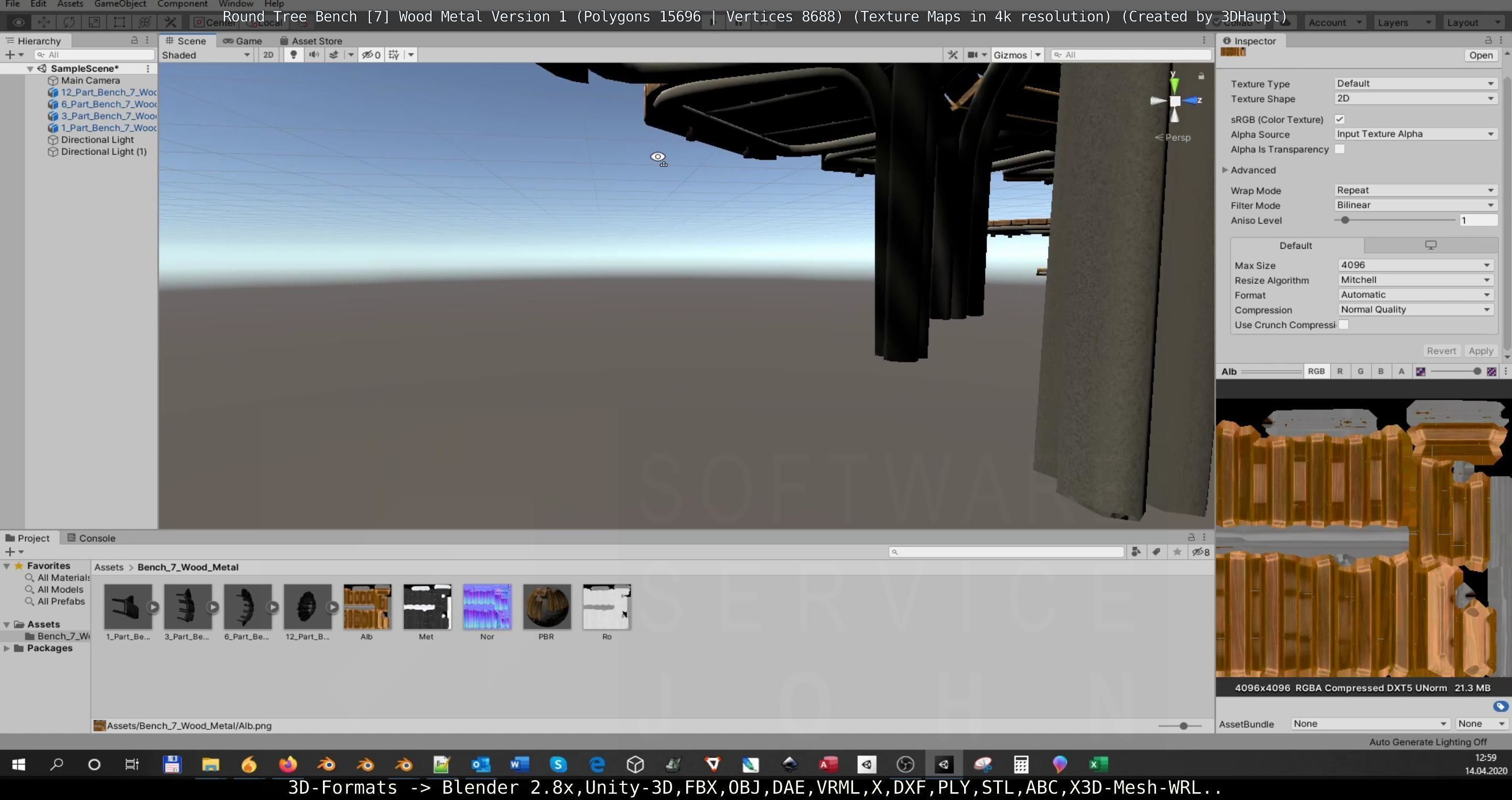 Round Tree Bench - 7 - Wood Metal Version 1 Low-poly 3D model_112