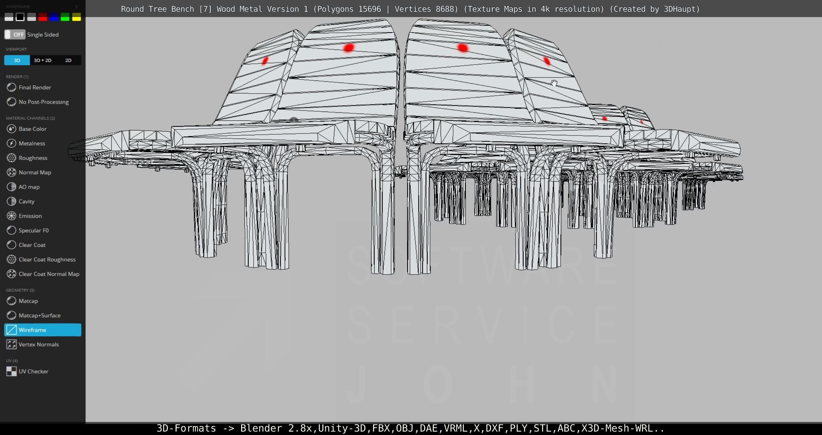 Round Tree Bench - 7 - Wood Metal Version 1 Low-poly 3D model_25