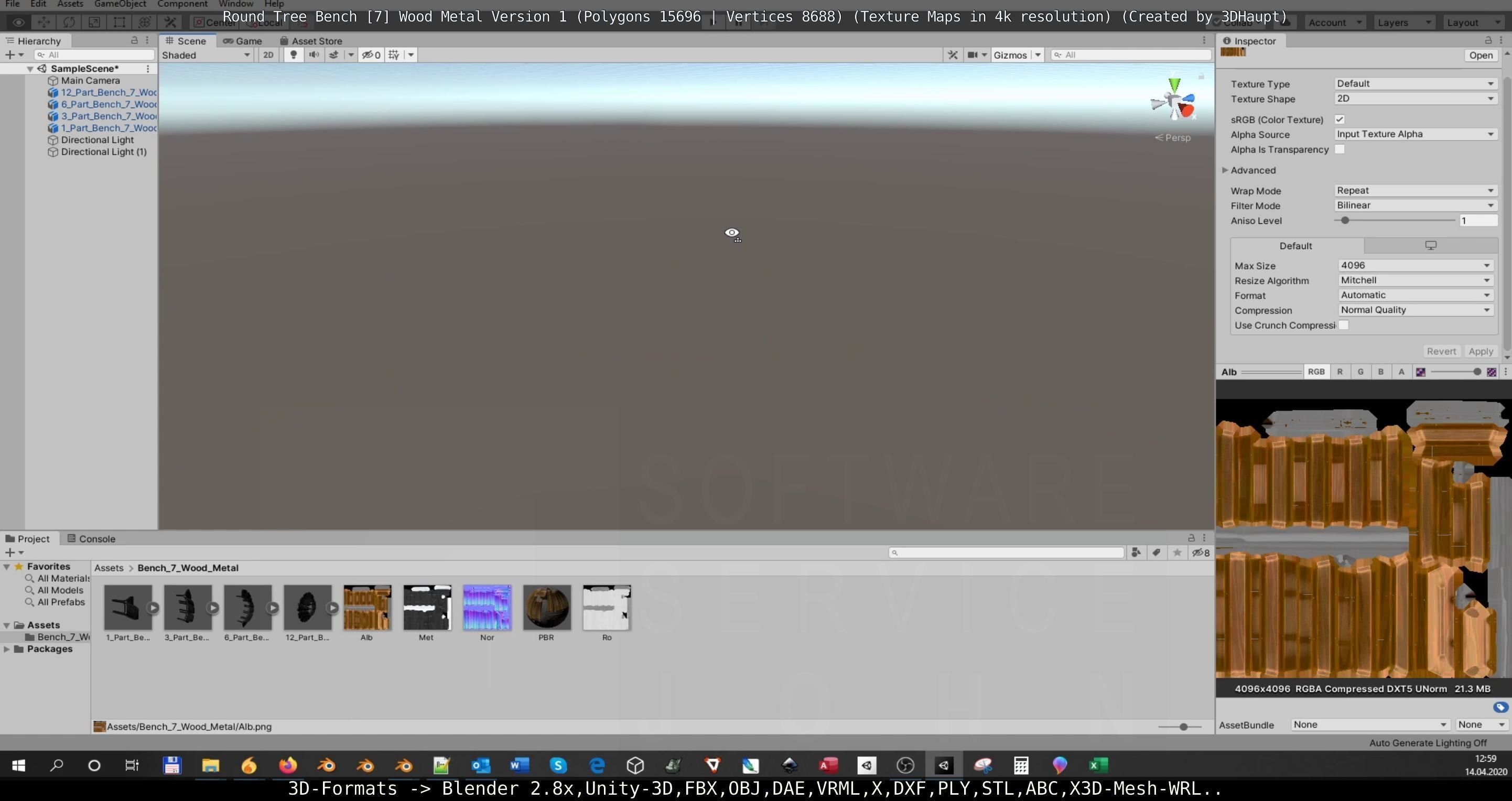 Round Tree Bench - 7 - Wood Metal Version 1 Low-poly 3D model_109