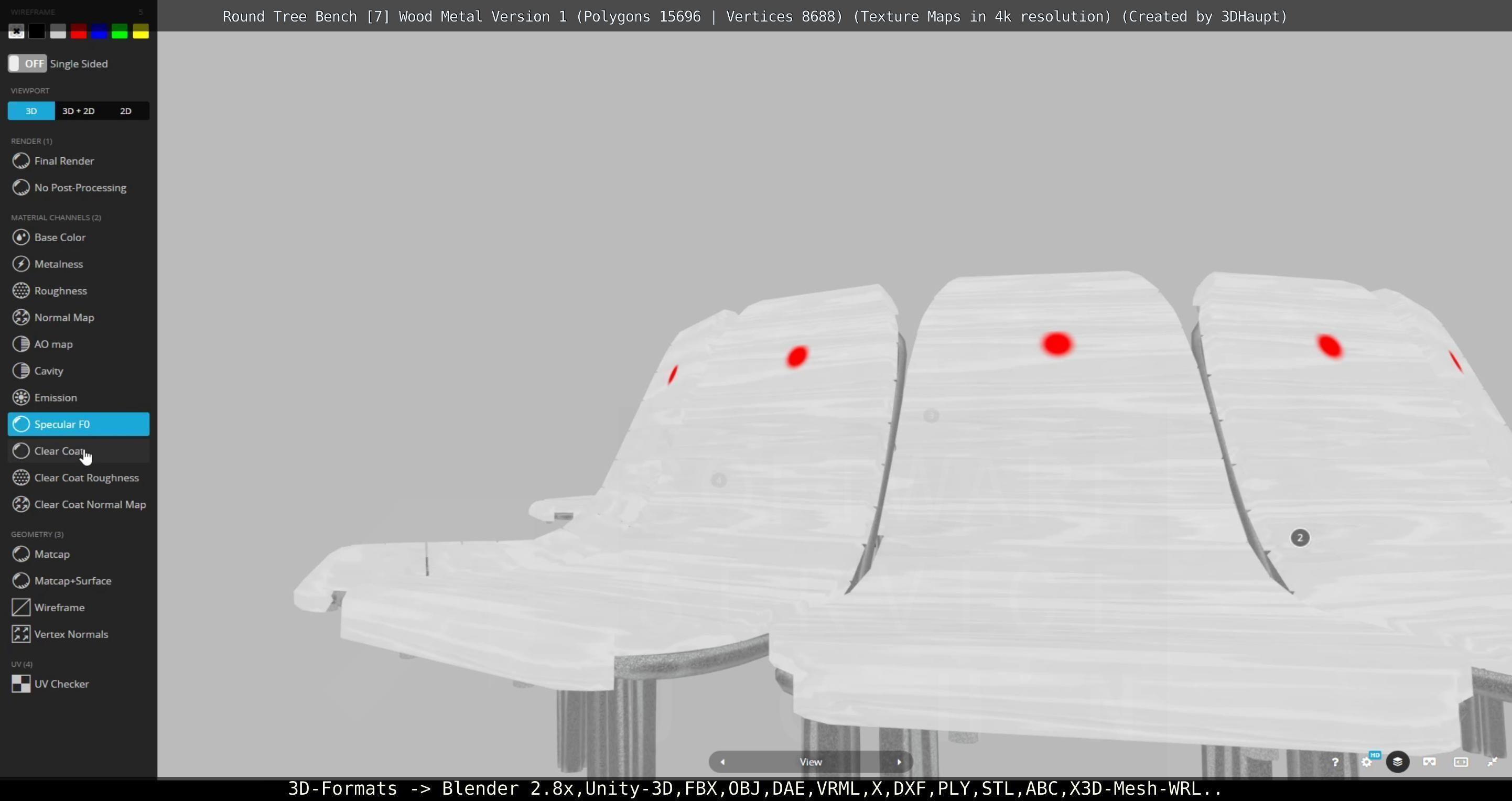 Round Tree Bench - 7 - Wood Metal Version 1 Low-poly 3D model_141