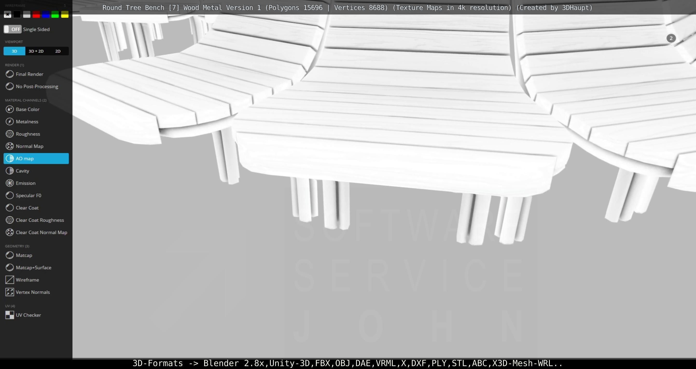 Round Tree Bench - 7 - Wood Metal Version 1 Low-poly 3D model_132