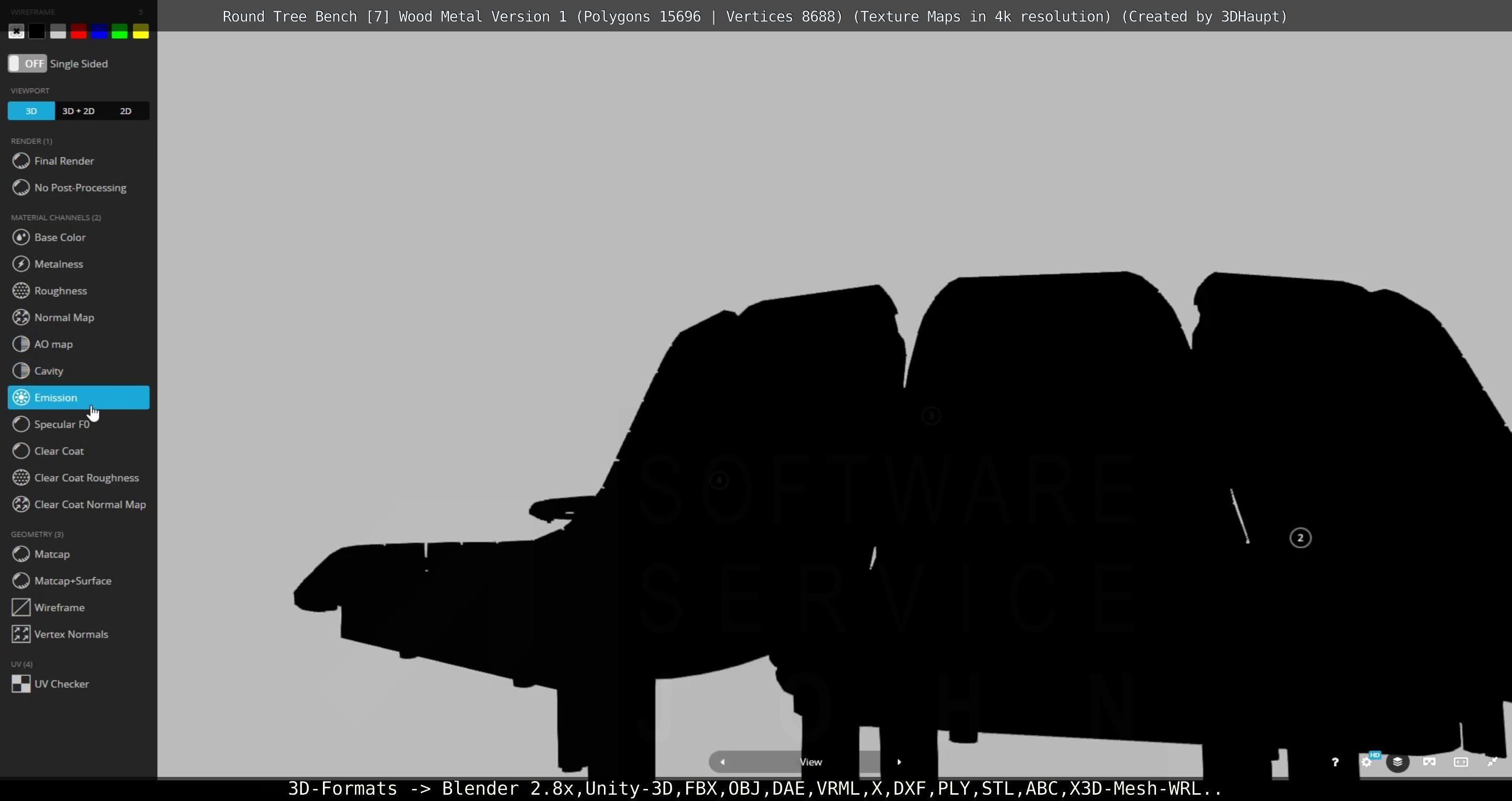 Round Tree Bench - 7 - Wood Metal Version 1 Low-poly 3D model_83