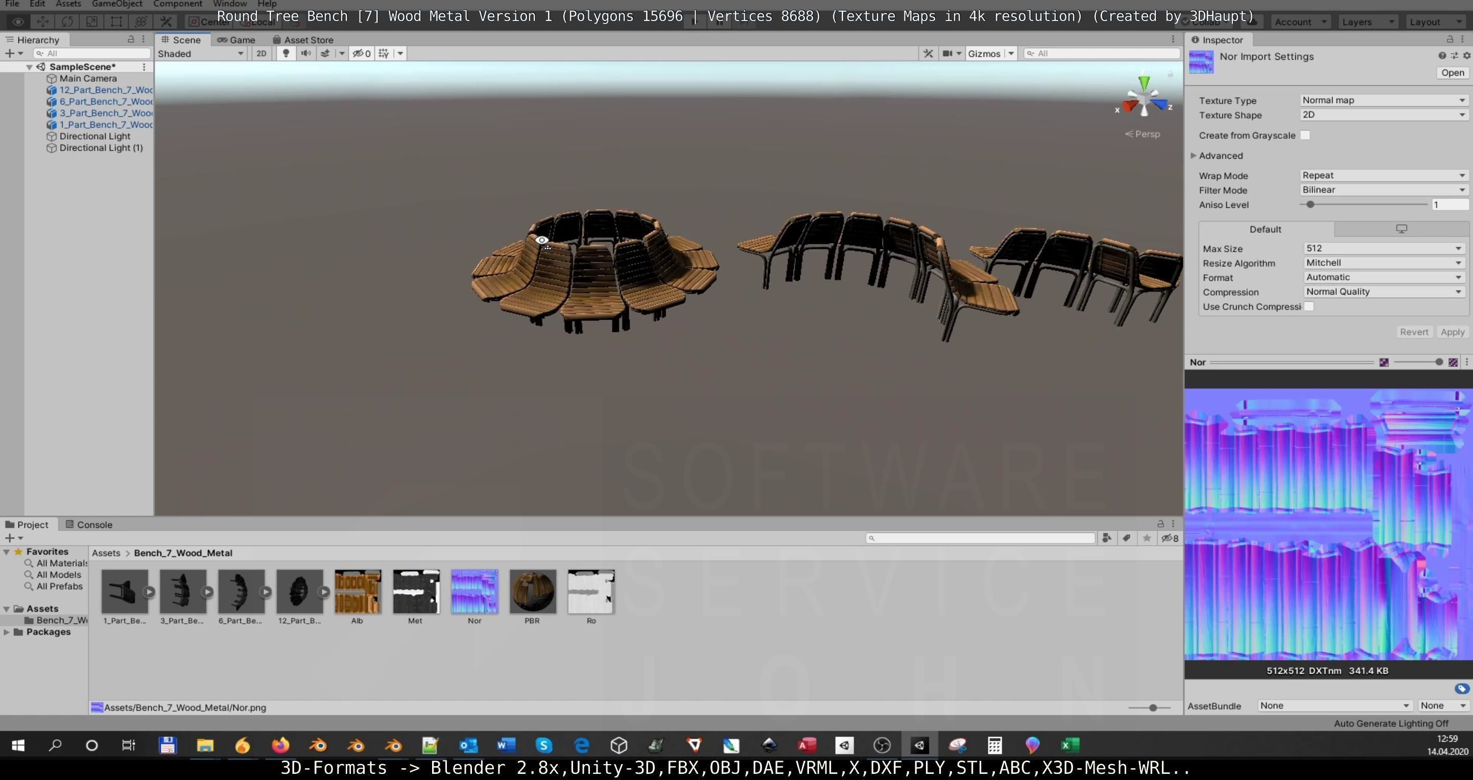 Round Tree Bench - 7 - Wood Metal Version 1 Low-poly 3D model_136