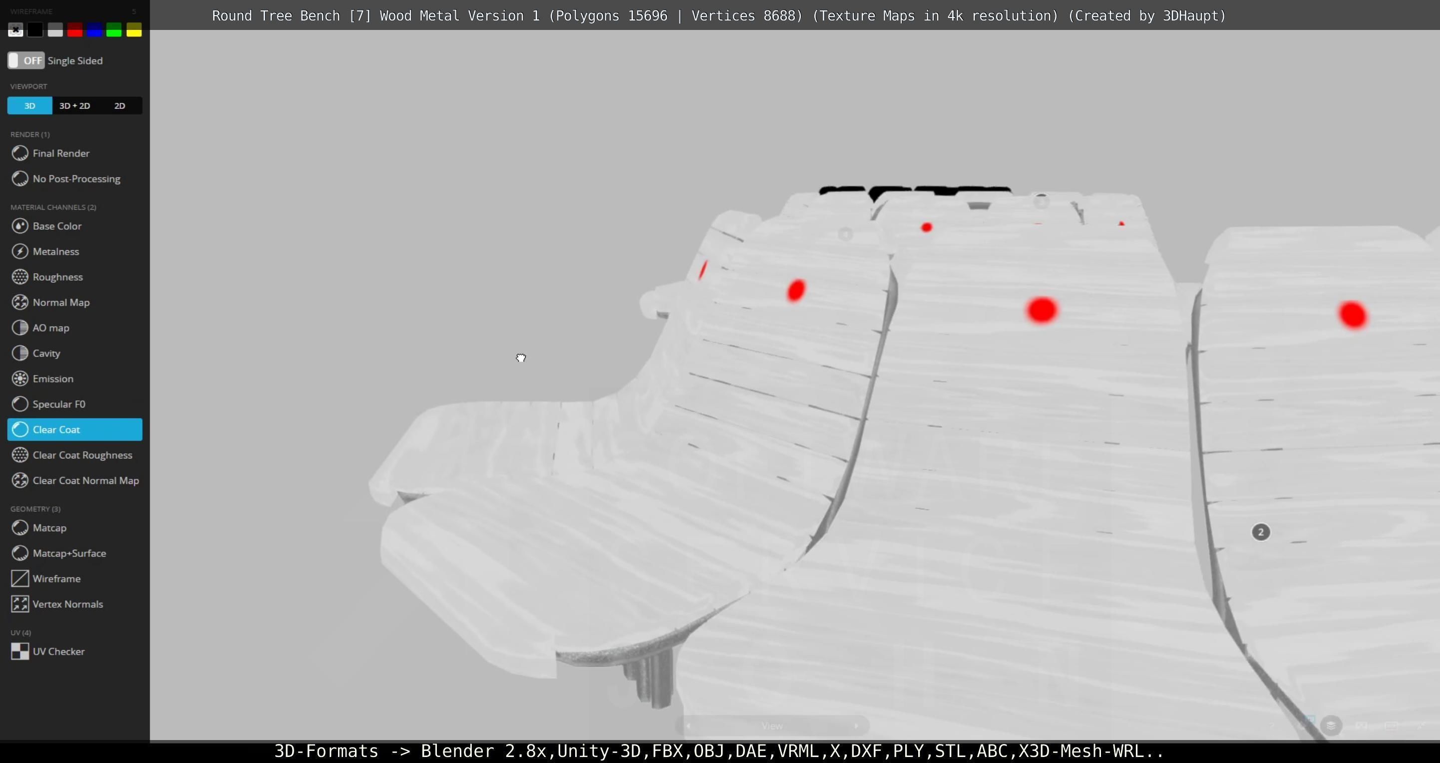 Round Tree Bench - 7 - Wood Metal Version 1 Low-poly 3D model_84
