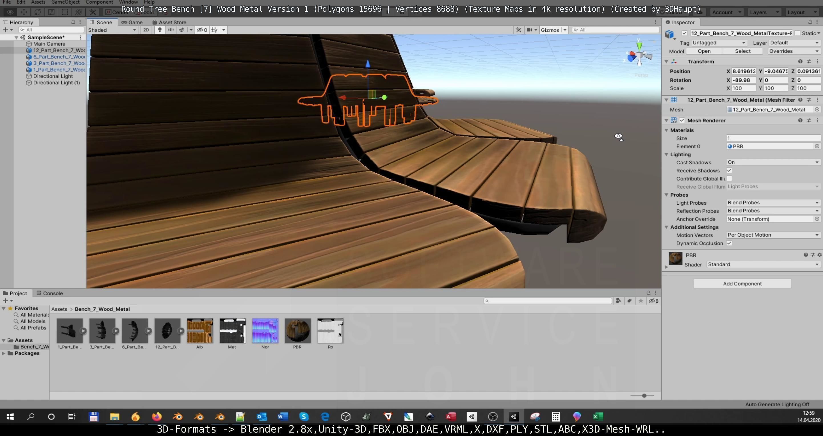 Round Tree Bench - 7 - Wood Metal Version 1 Low-poly 3D model_106