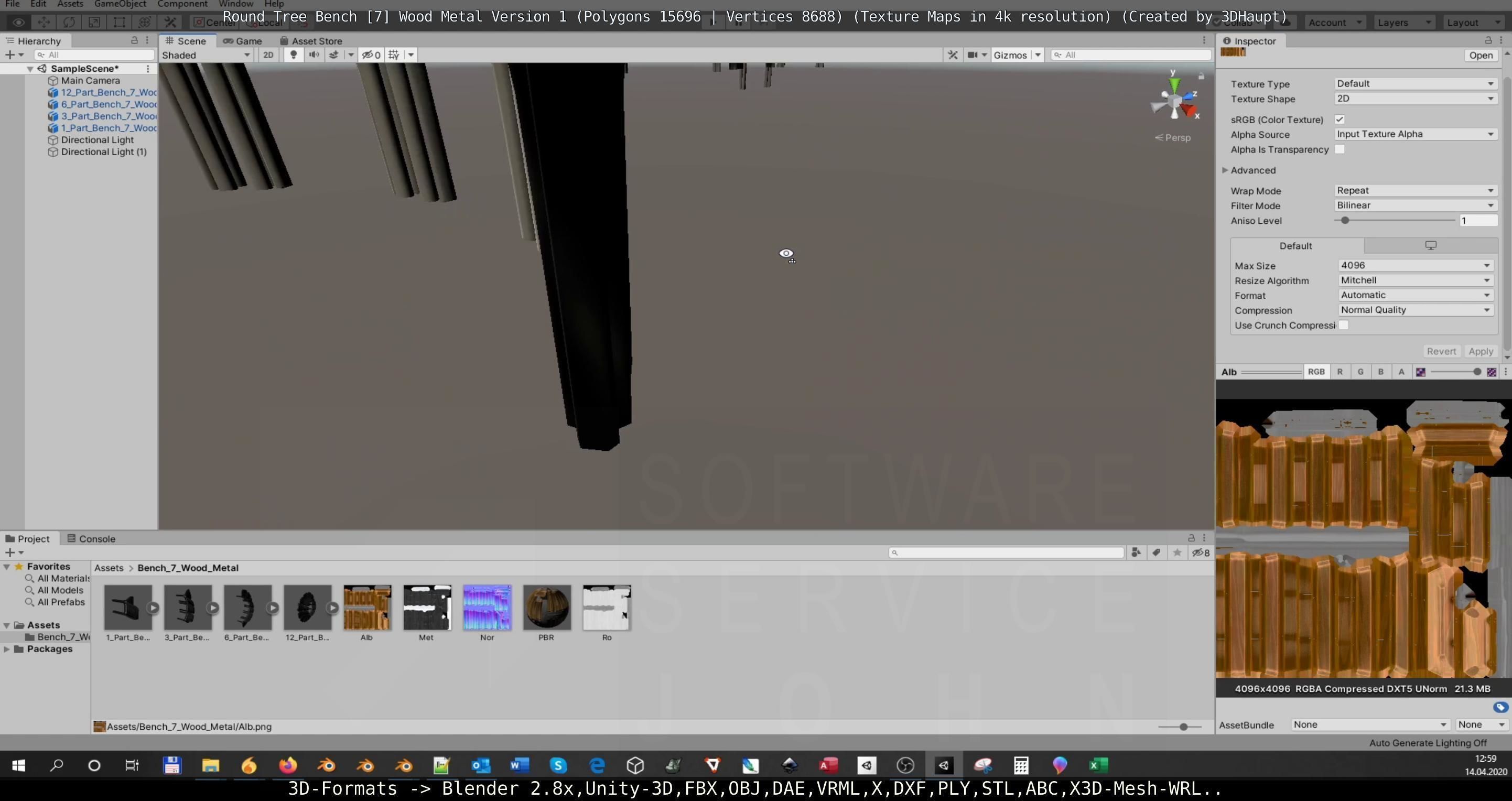 Round Tree Bench - 7 - Wood Metal Version 1 Low-poly 3D model_73