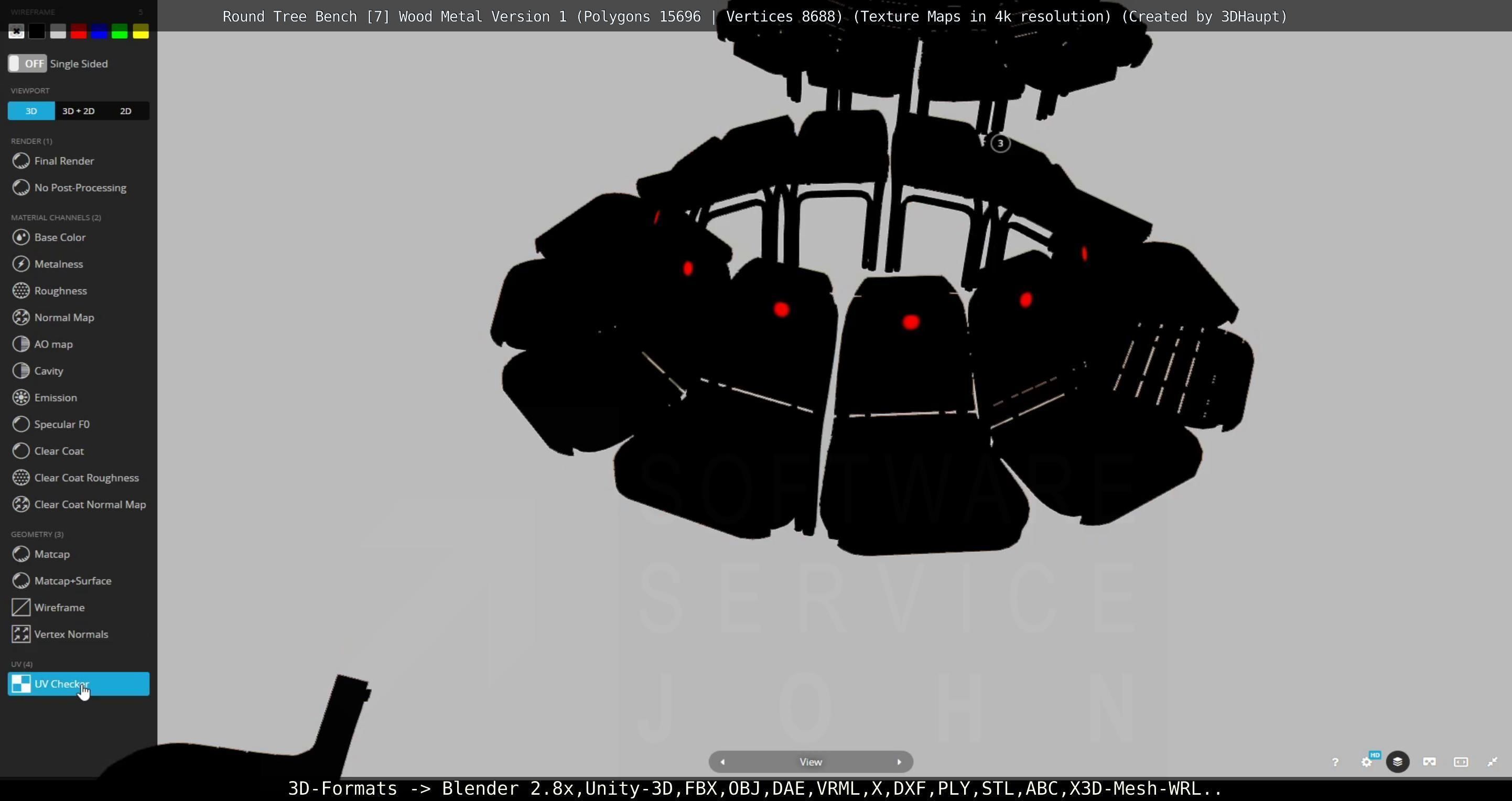 Round Tree Bench - 7 - Wood Metal Version 1 Low-poly 3D model_95