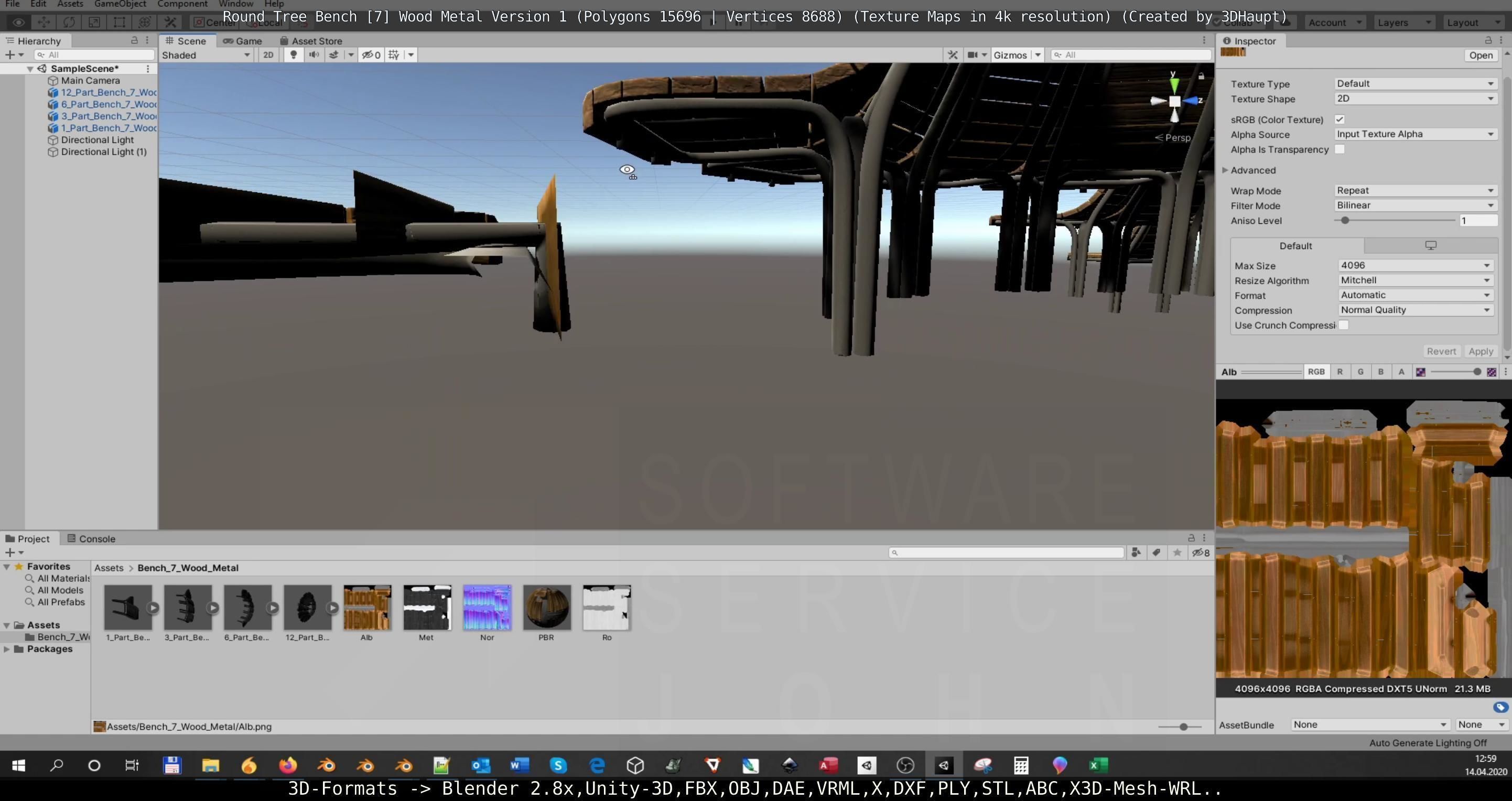 Round Tree Bench - 7 - Wood Metal Version 1 Low-poly 3D model_115