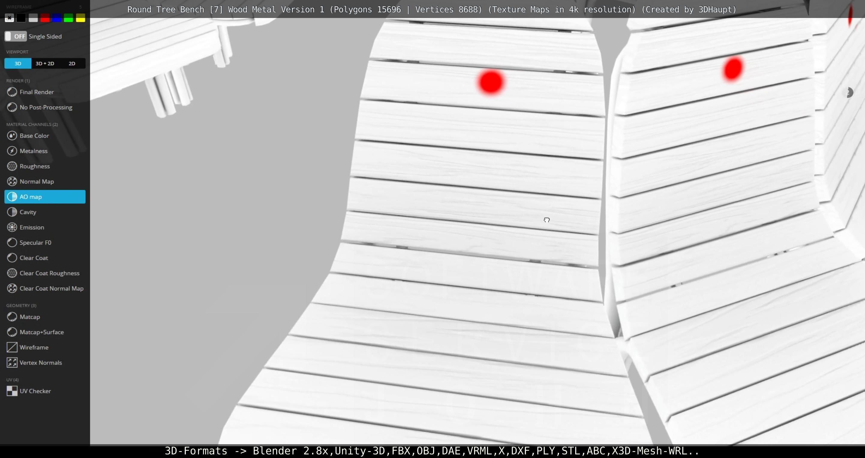 Round Tree Bench - 7 - Wood Metal Version 1 Low-poly 3D model_121