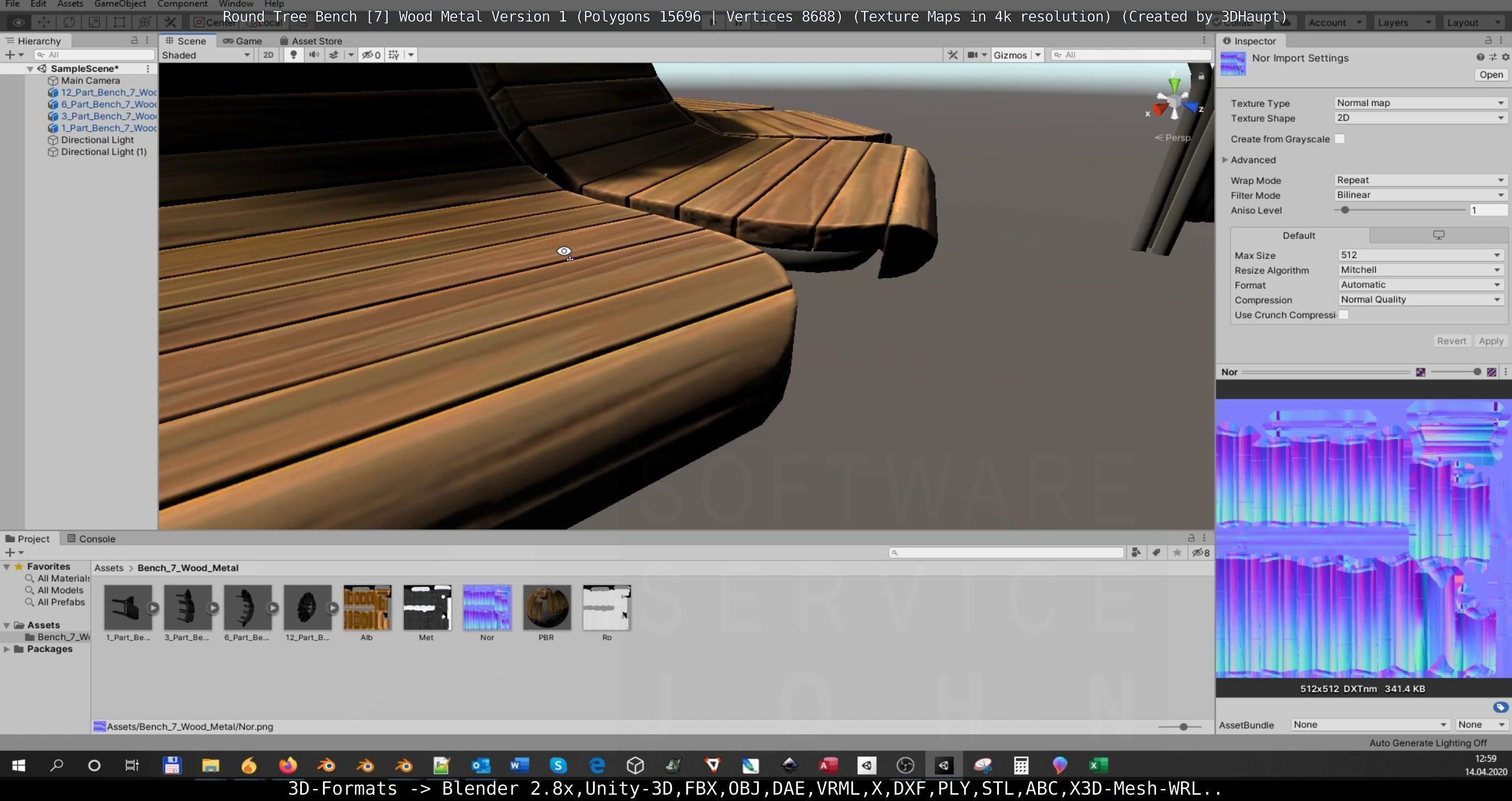 Round Tree Bench - 7 - Wood Metal Version 1 Low-poly 3D model_134