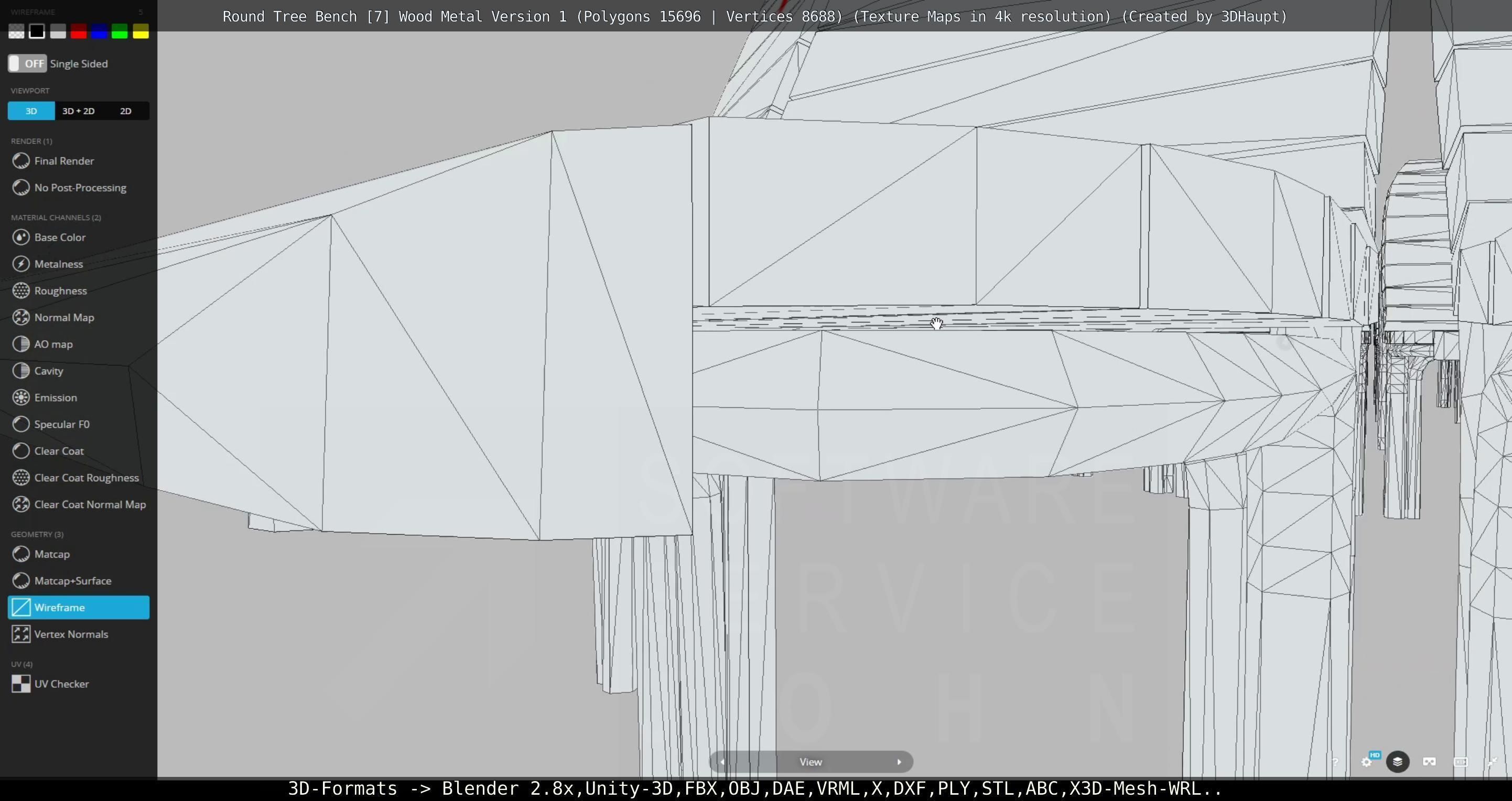 Round Tree Bench - 7 - Wood Metal Version 1 Low-poly 3D model_88