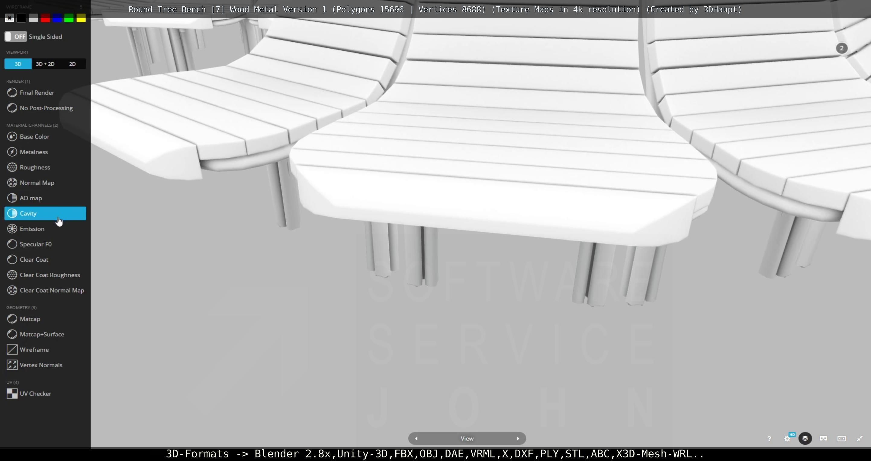 Round Tree Bench - 7 - Wood Metal Version 1 Low-poly 3D model_135