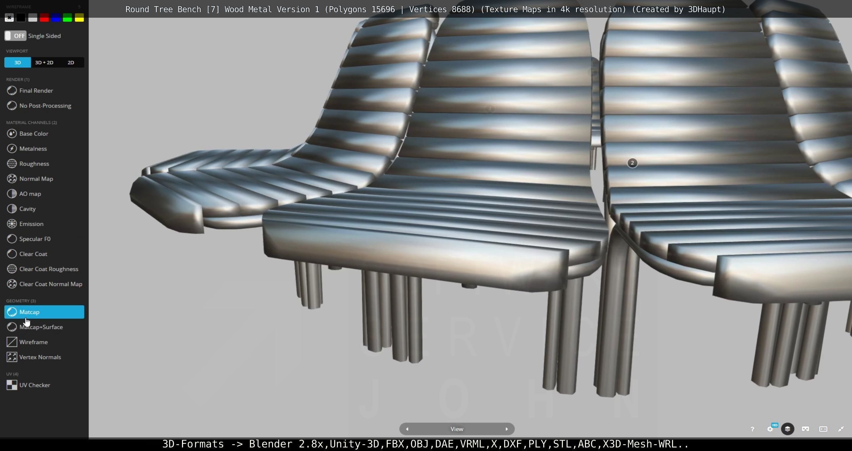 Round Tree Bench - 7 - Wood Metal Version 1 Low-poly 3D model_86