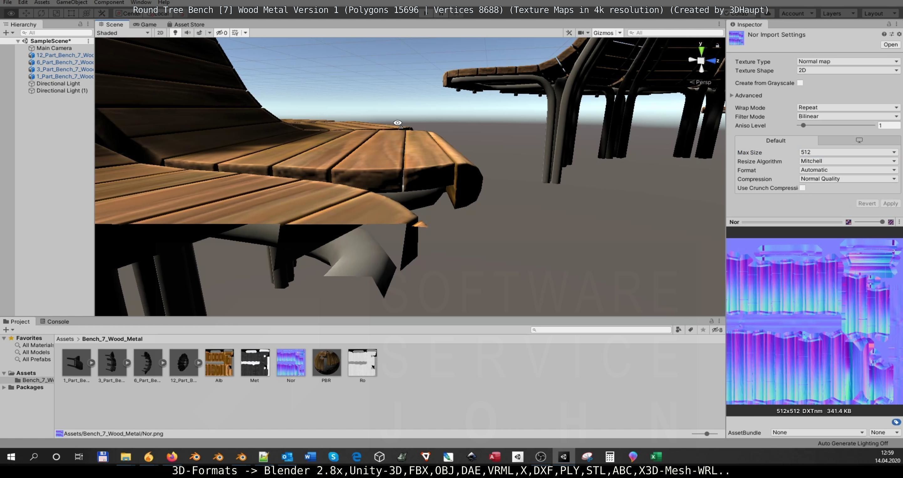 Round Tree Bench - 7 - Wood Metal Version 1 Low-poly 3D model_133