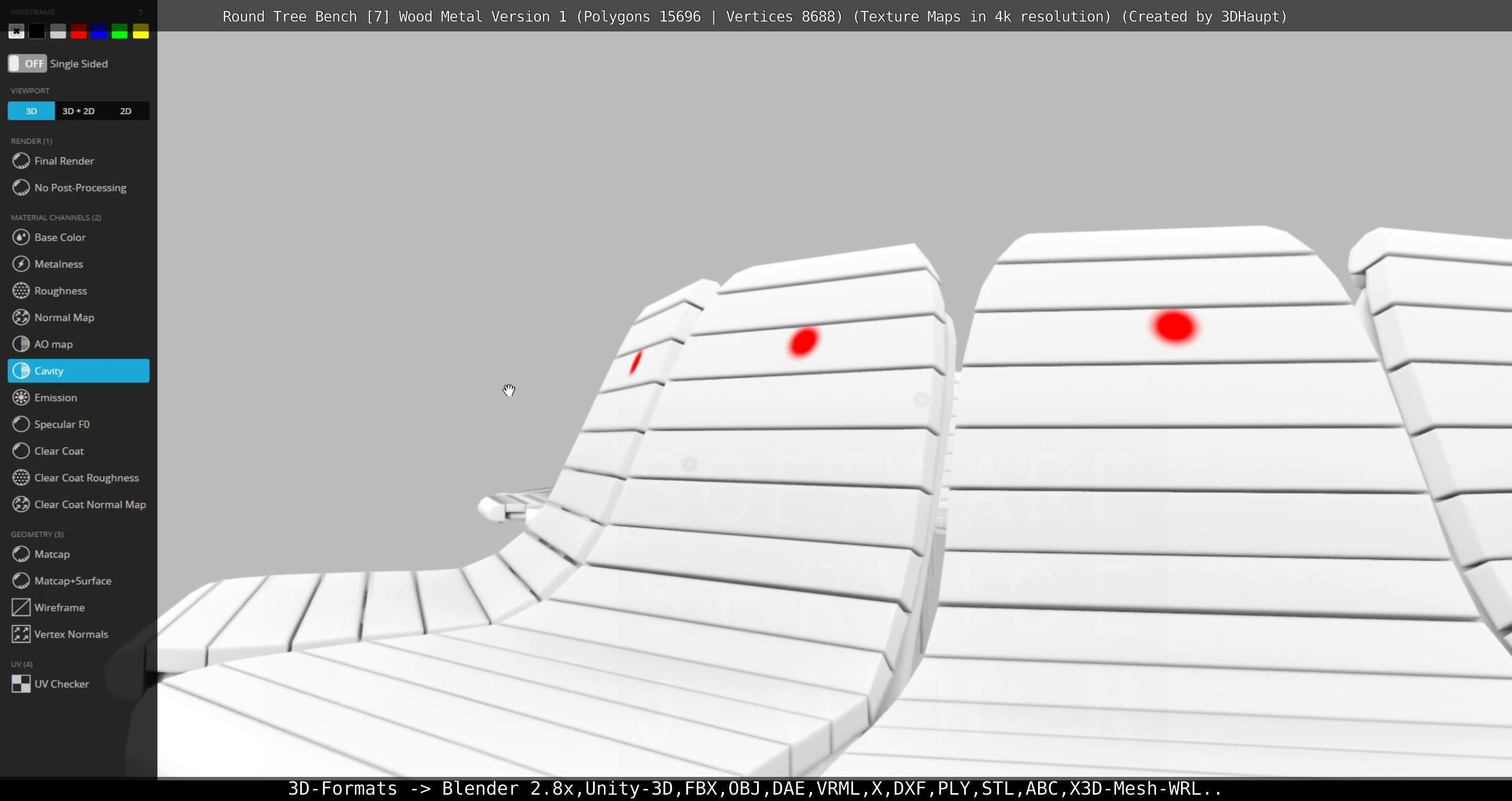 Round Tree Bench - 7 - Wood Metal Version 1 Low-poly 3D model_145