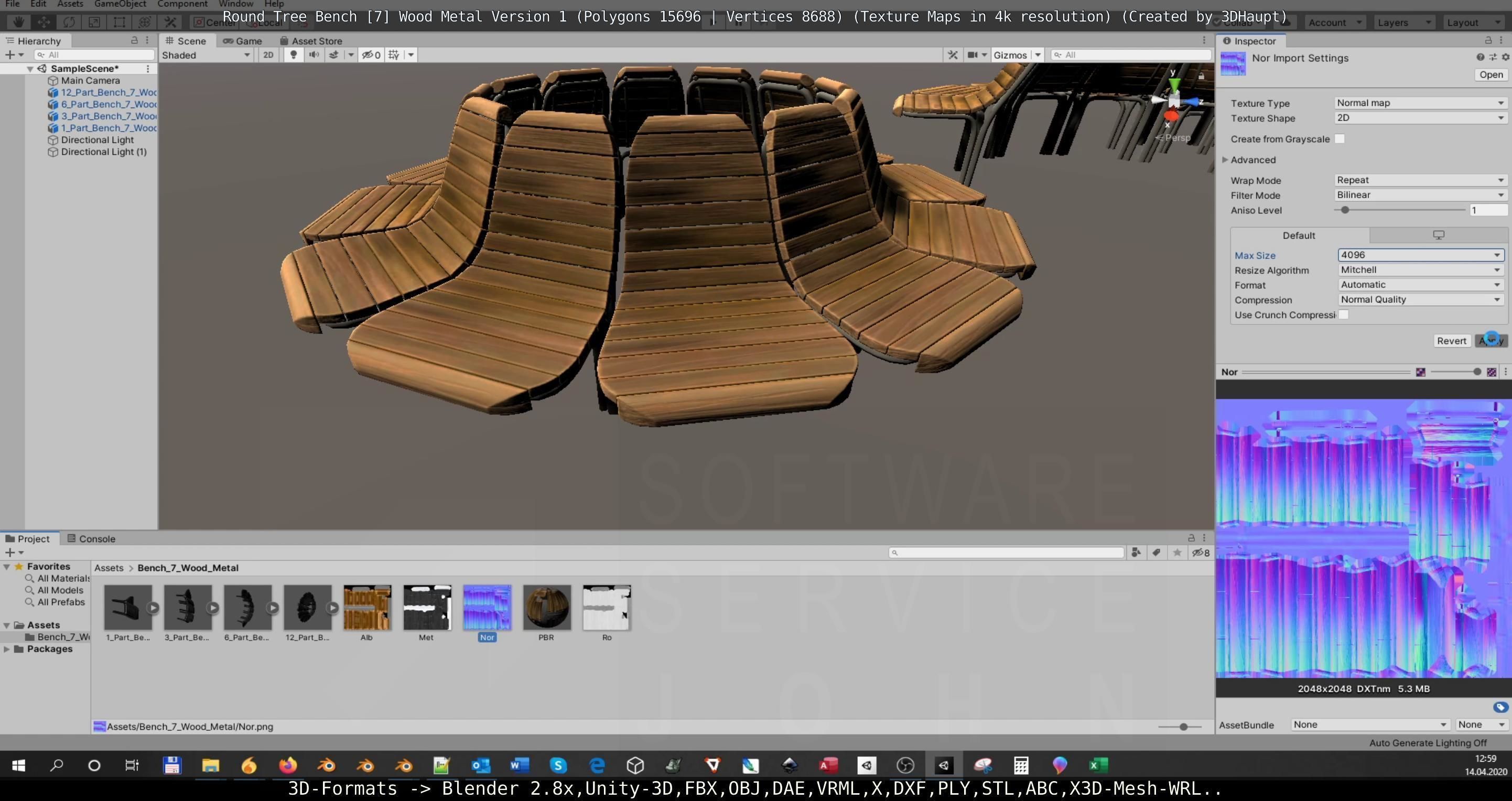 Round Tree Bench - 7 - Wood Metal Version 1 Low-poly 3D model_34