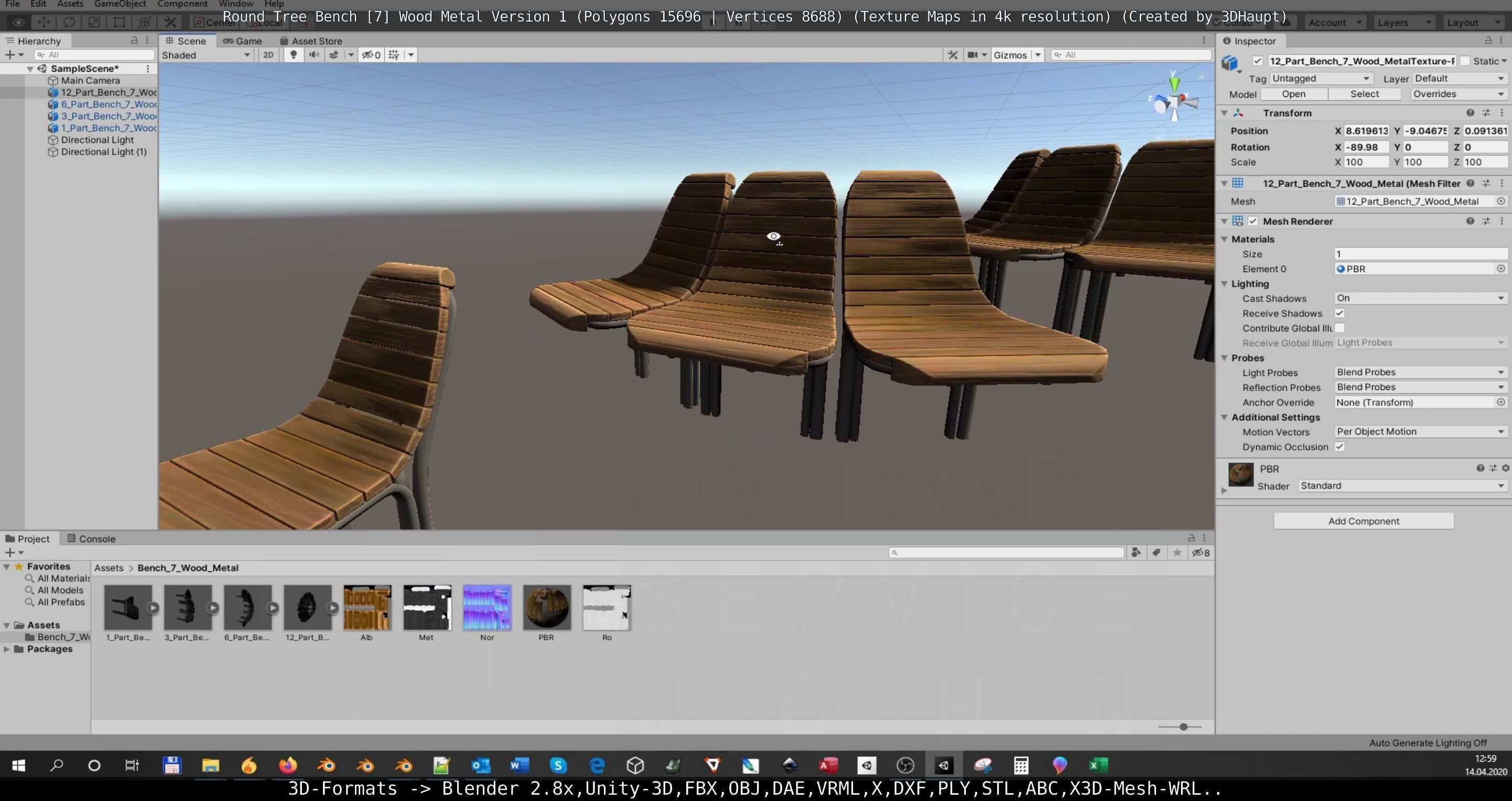 Round Tree Bench - 7 - Wood Metal Version 1 Low-poly 3D model_59
