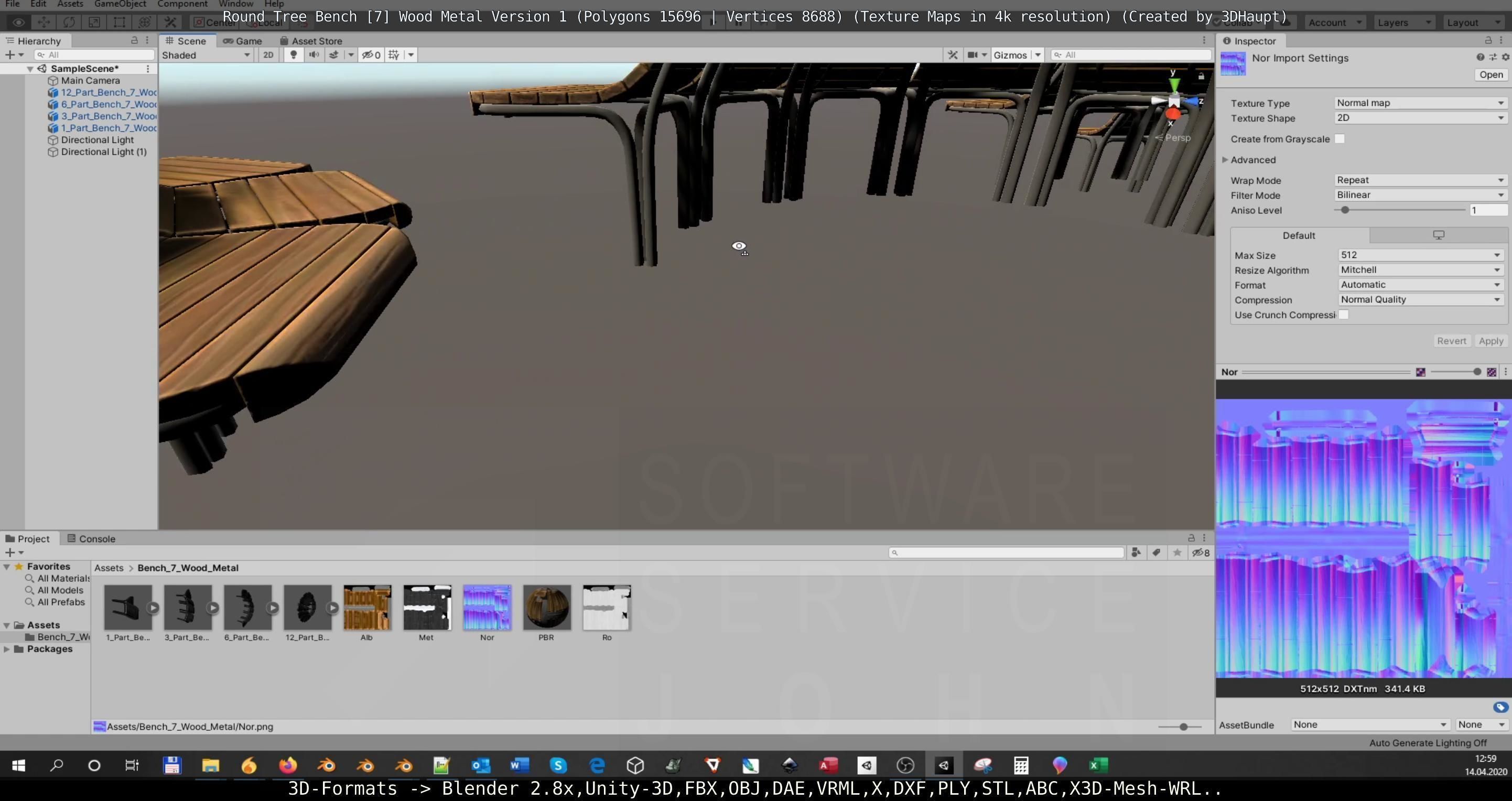 Round Tree Bench - 7 - Wood Metal Version 1 Low-poly 3D model_138