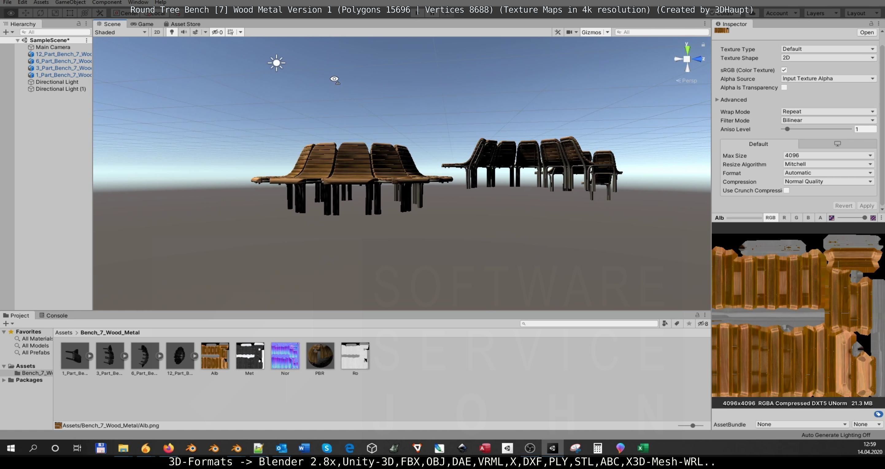 Round Tree Bench - 7 - Wood Metal Version 1 Low-poly 3D model_76