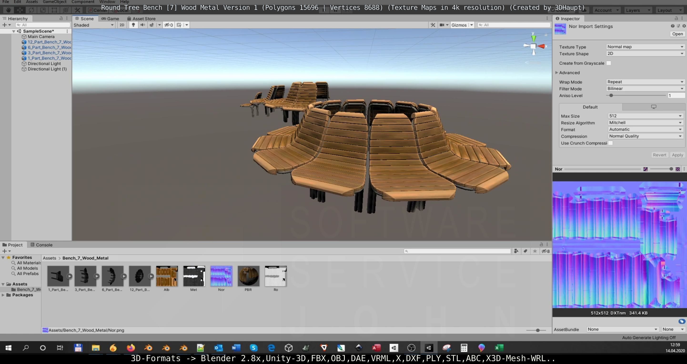 Round Tree Bench - 7 - Wood Metal Version 1 Low-poly 3D model_143