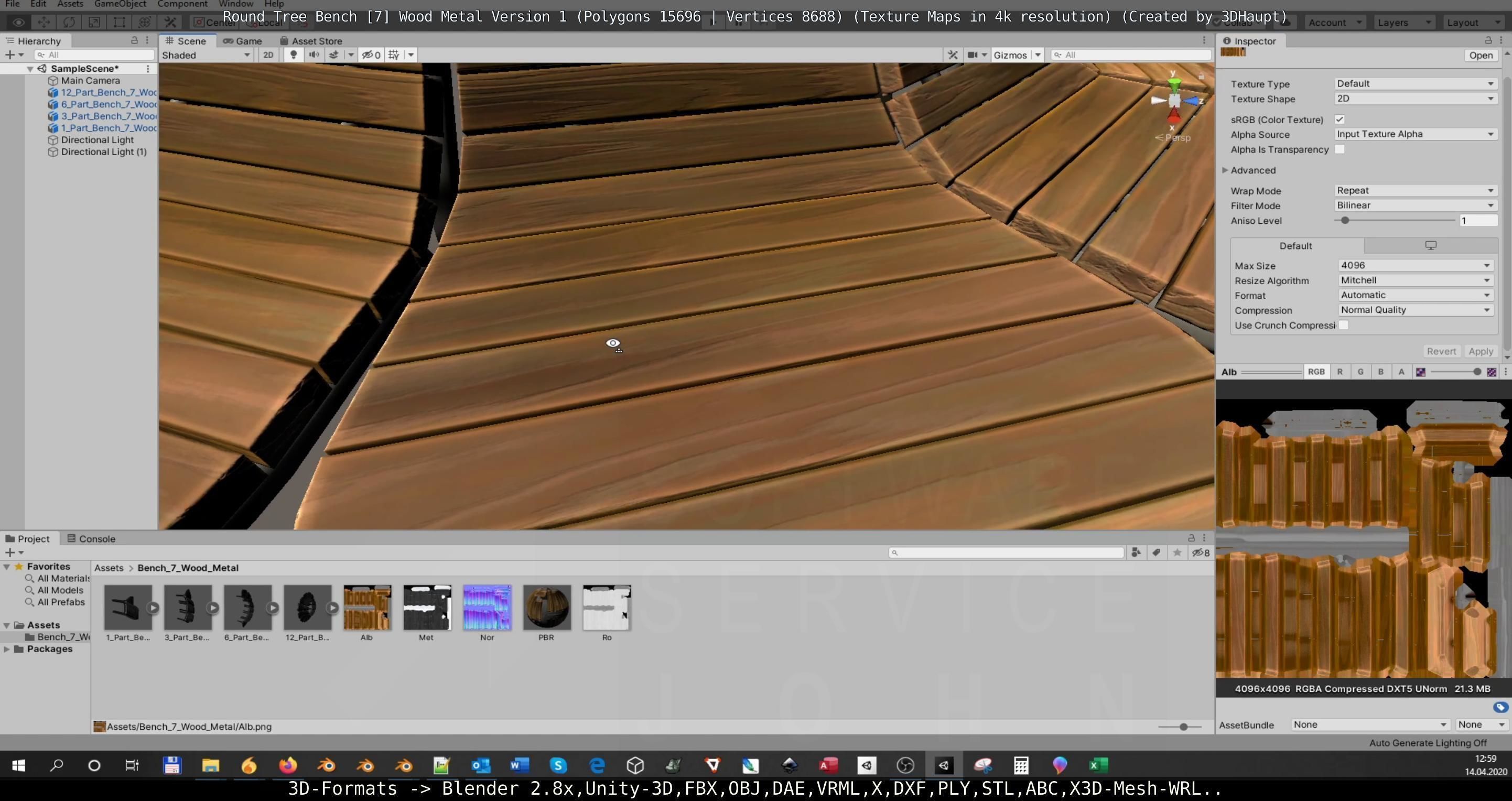 Round Tree Bench - 7 - Wood Metal Version 1 Low-poly 3D model_70