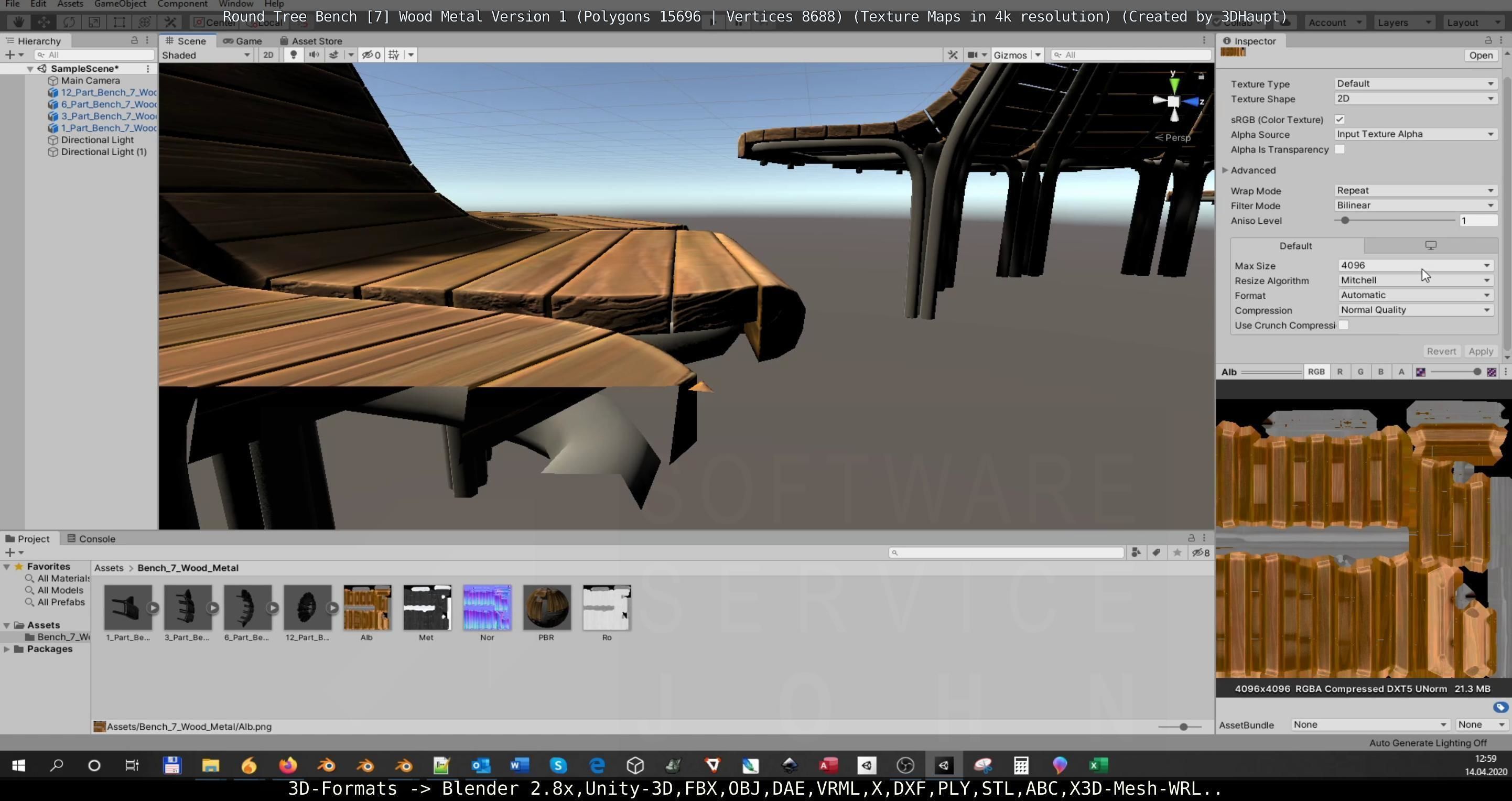 Round Tree Bench - 7 - Wood Metal Version 1 Low-poly 3D model_120