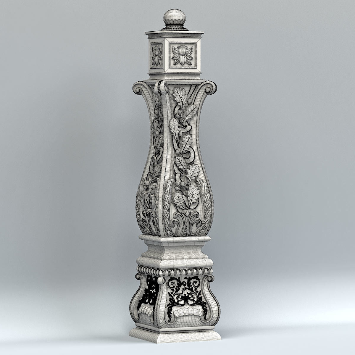 Newel post 004 3D model_9