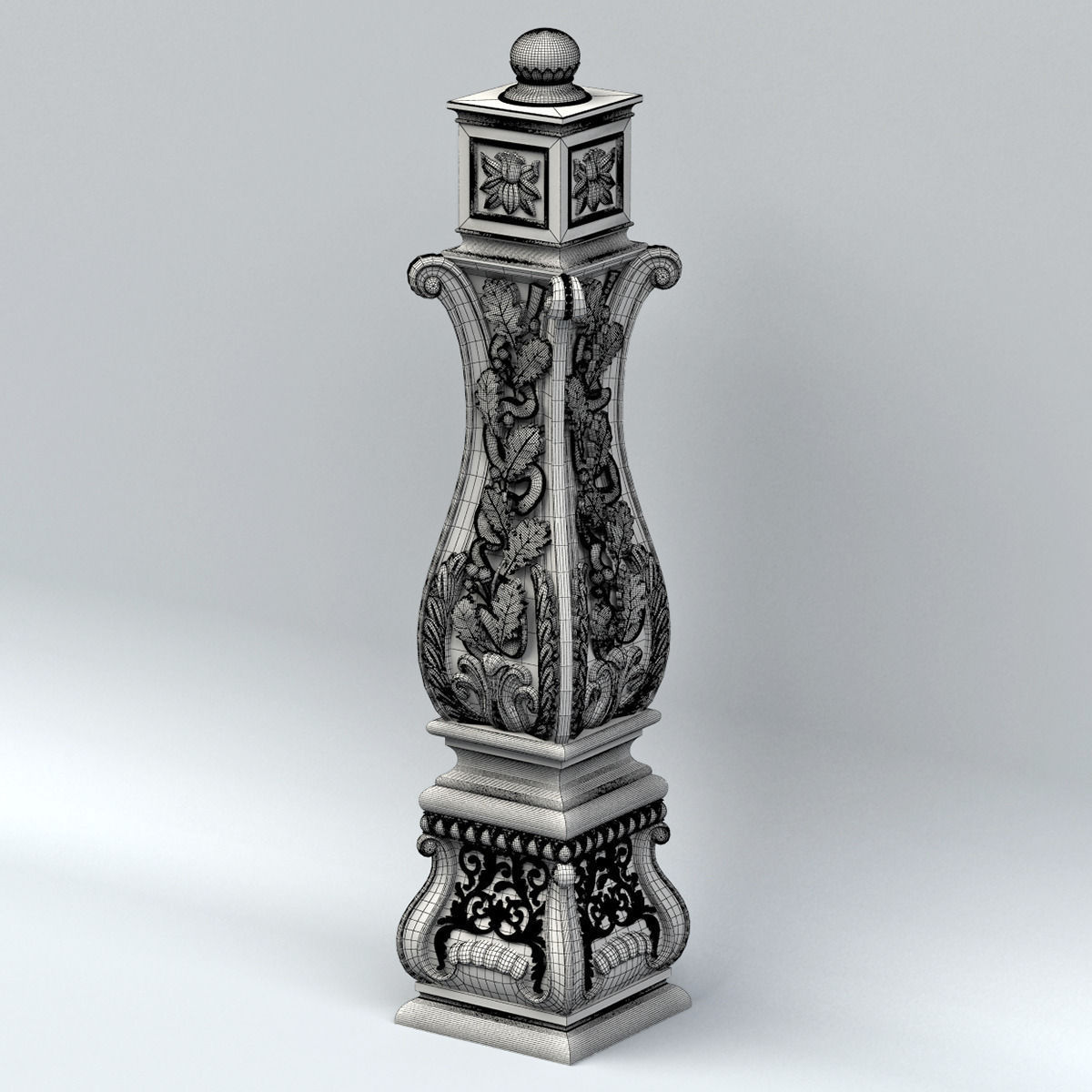 Newel post 004 3D model_10