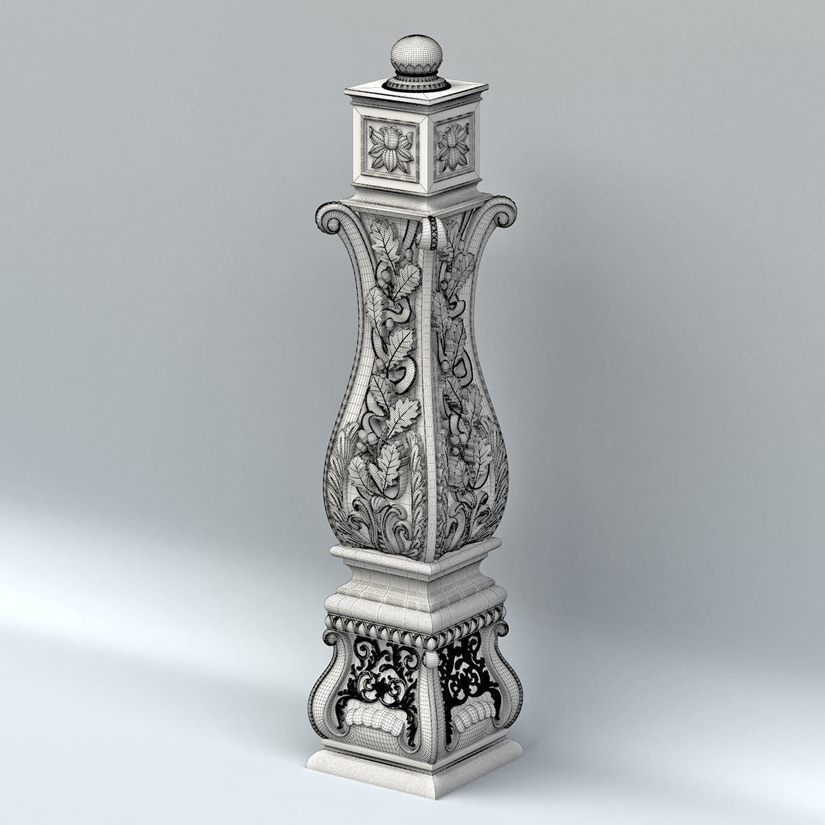 Newel post 004 3D model_8