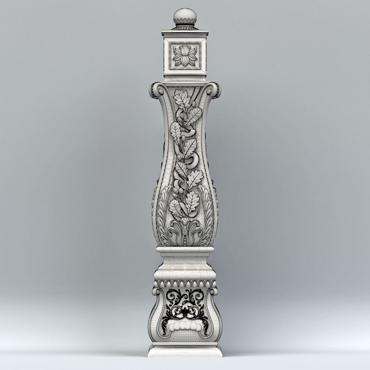 Newel post 004 3D model_7