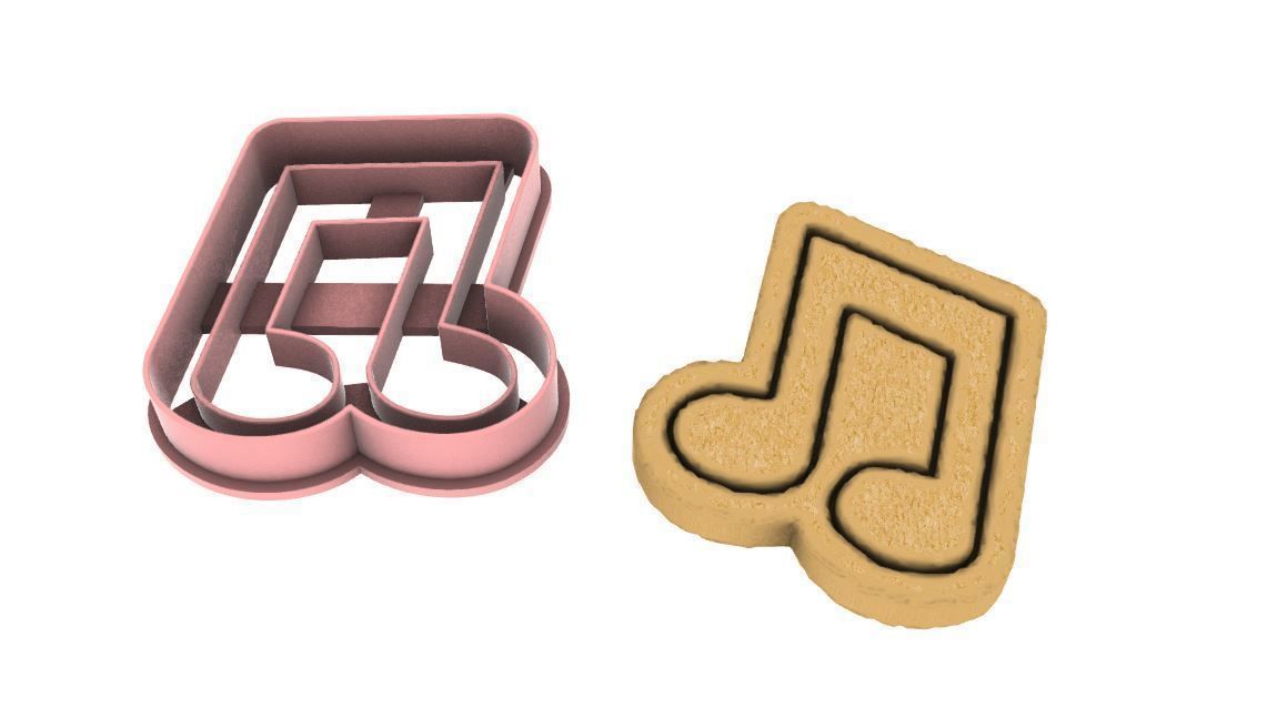 Music note cookie cutter v2 3D print model_4