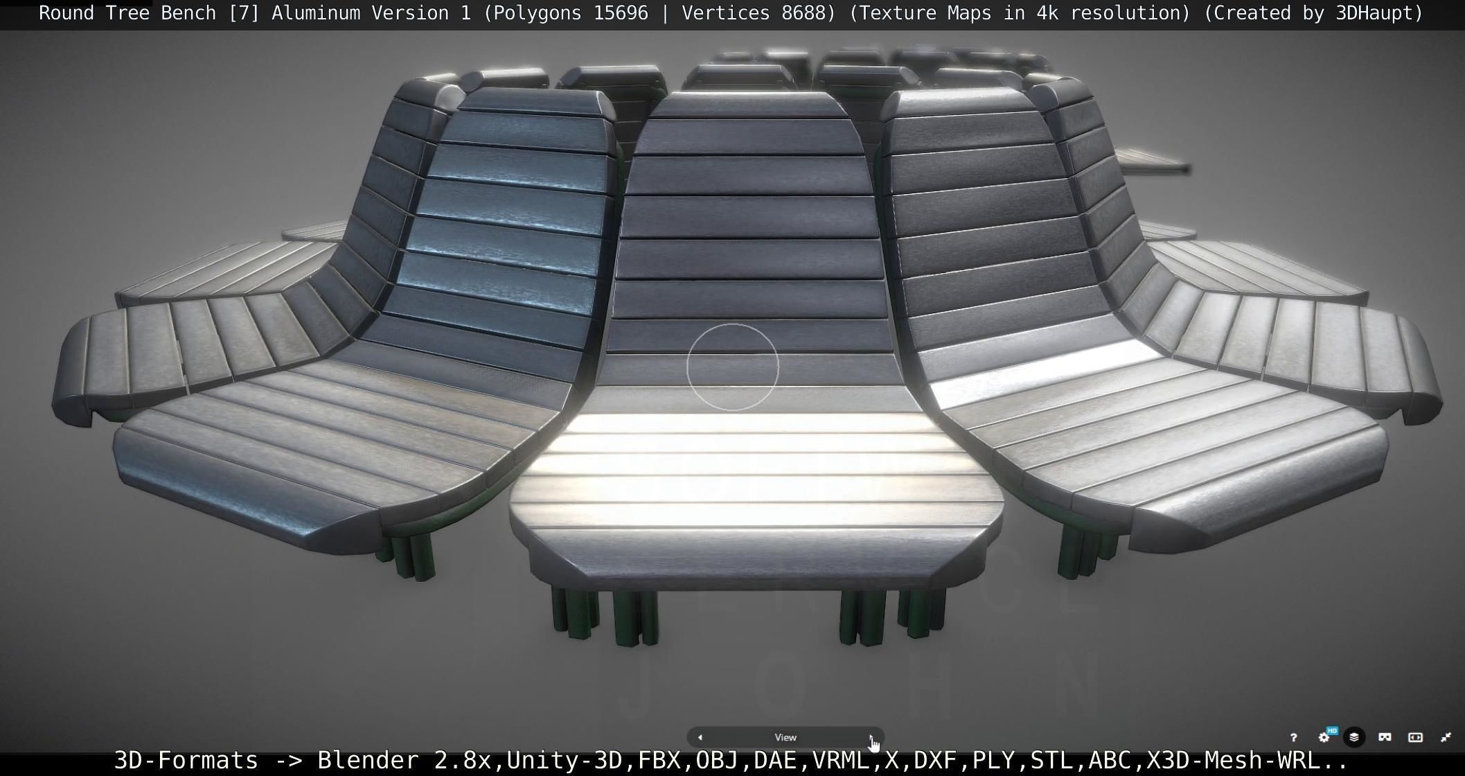  Round Tree Bench - 7 - Aluminum Version 1 Low-poly 3D model_17