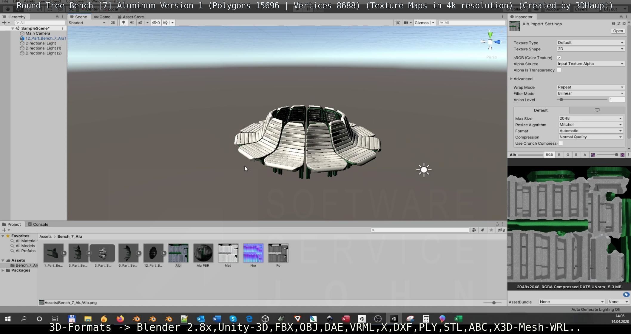  Round Tree Bench - 7 - Aluminum Version 1 Low-poly 3D model_117