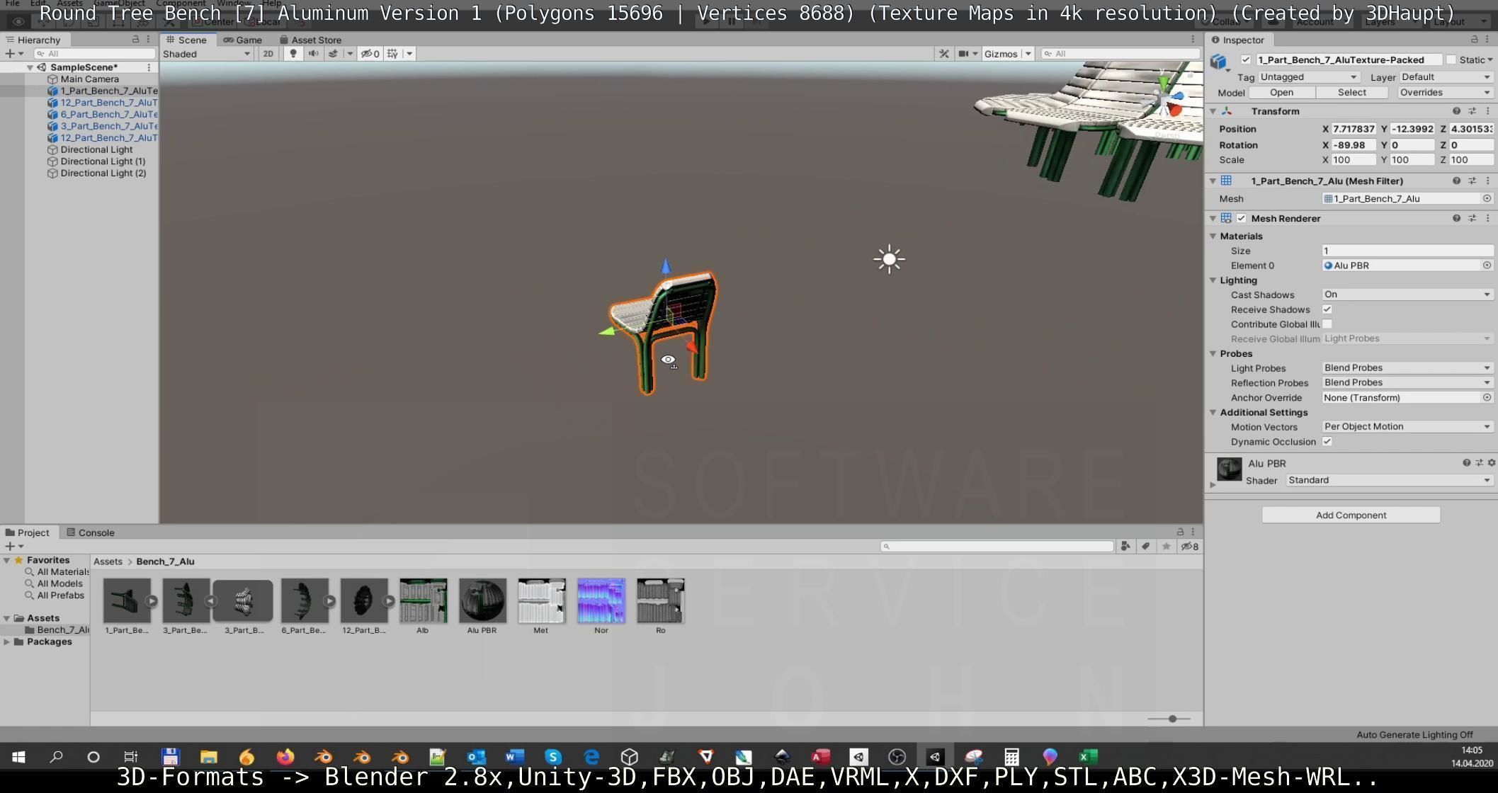  Round Tree Bench - 7 - Aluminum Version 1 Low-poly 3D model_128