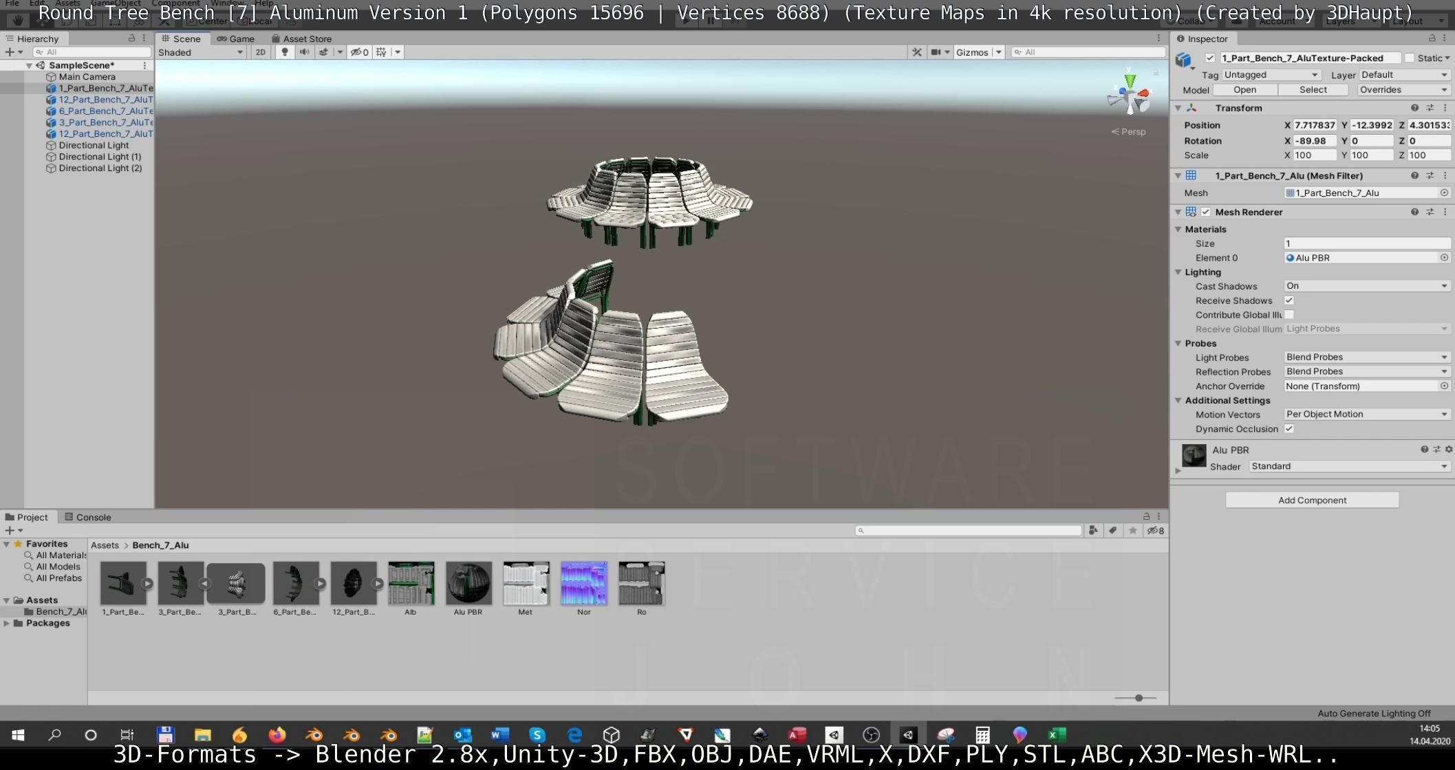  Round Tree Bench - 7 - Aluminum Version 1 Low-poly 3D model_32