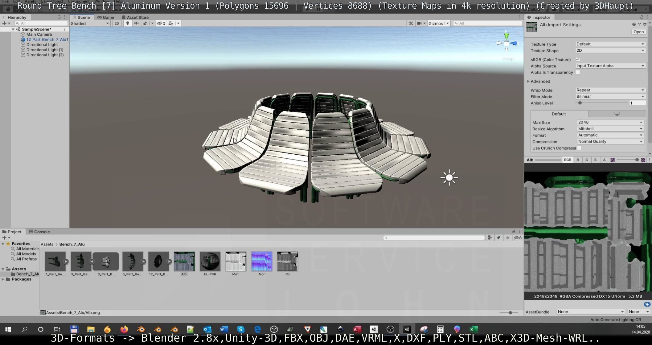  Round Tree Bench - 7 - Aluminum Version 1 Low-poly 3D model_115