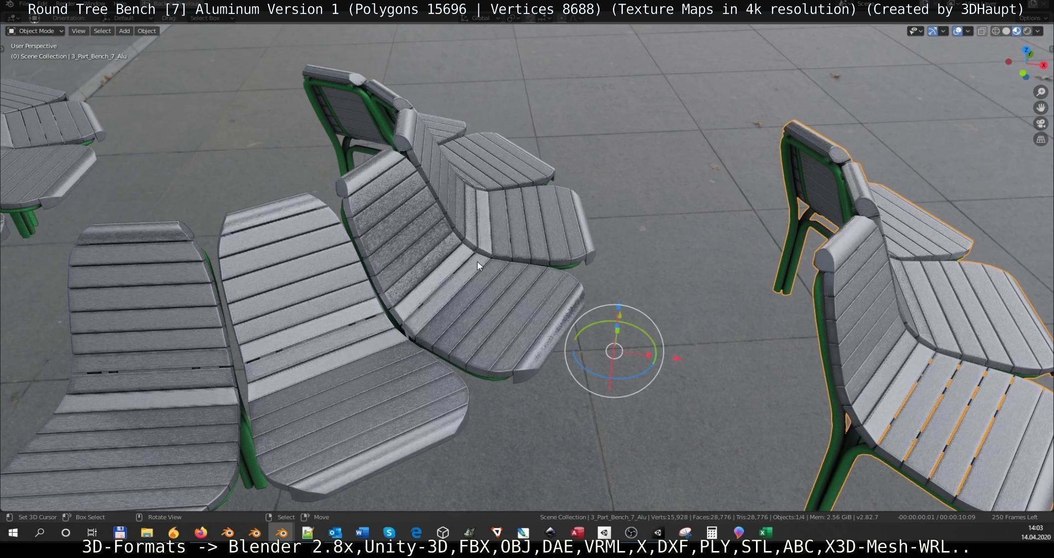  Round Tree Bench - 7 - Aluminum Version 1 Low-poly 3D model_45