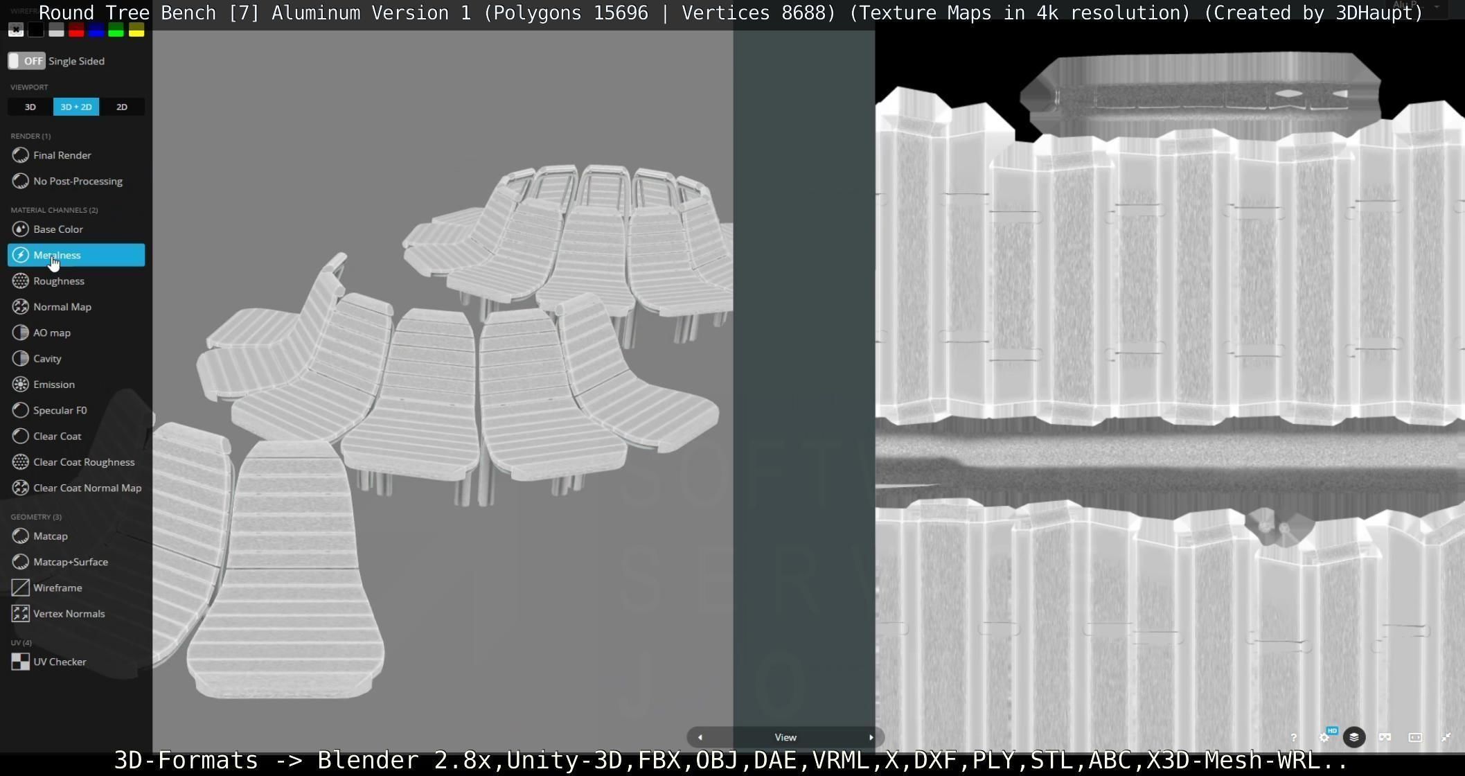  Round Tree Bench - 7 - Aluminum Version 1 Low-poly 3D model_88