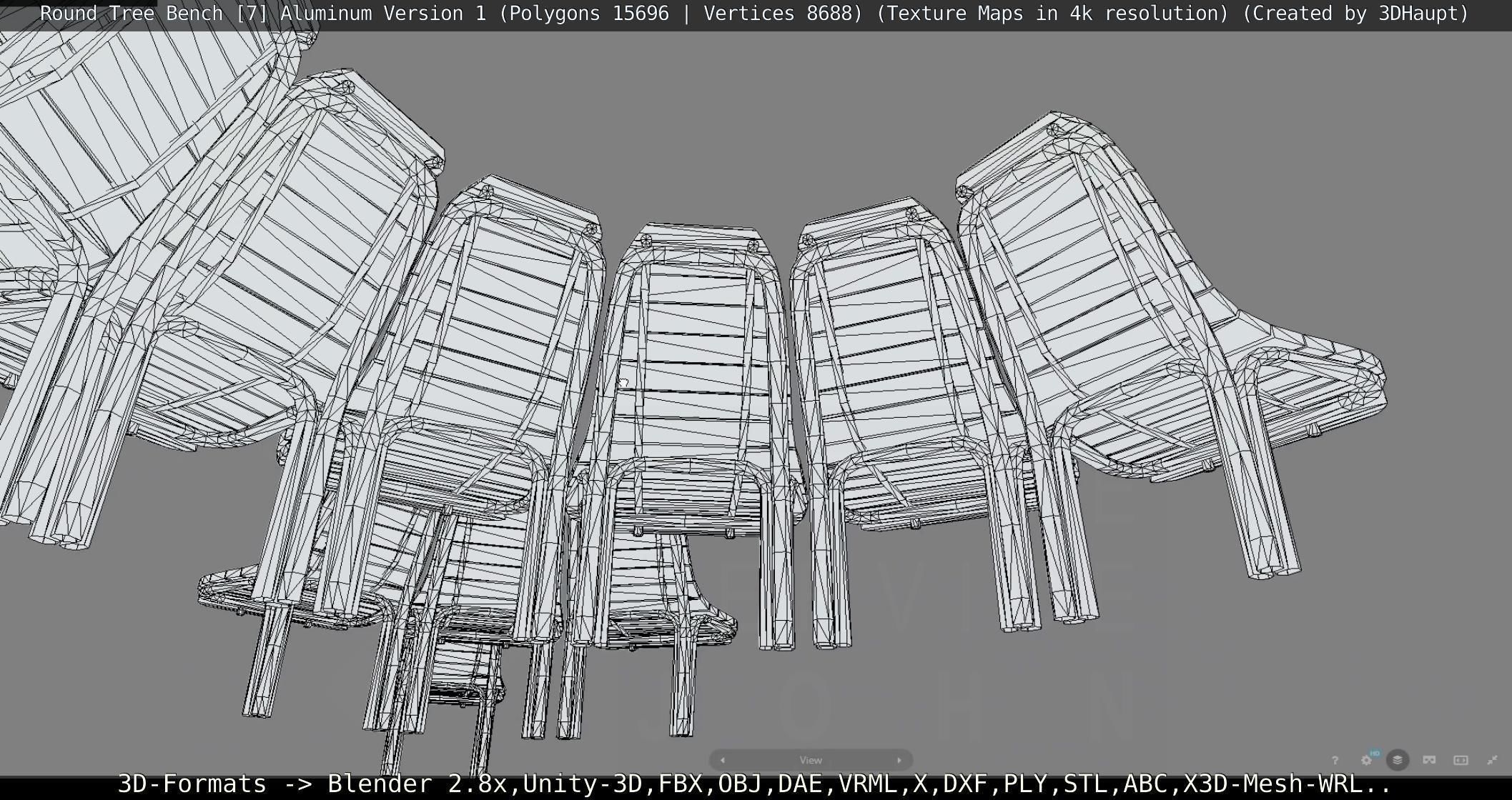 Round Tree Bench - 7 - Aluminum Version 1 Low-poly 3D model_106