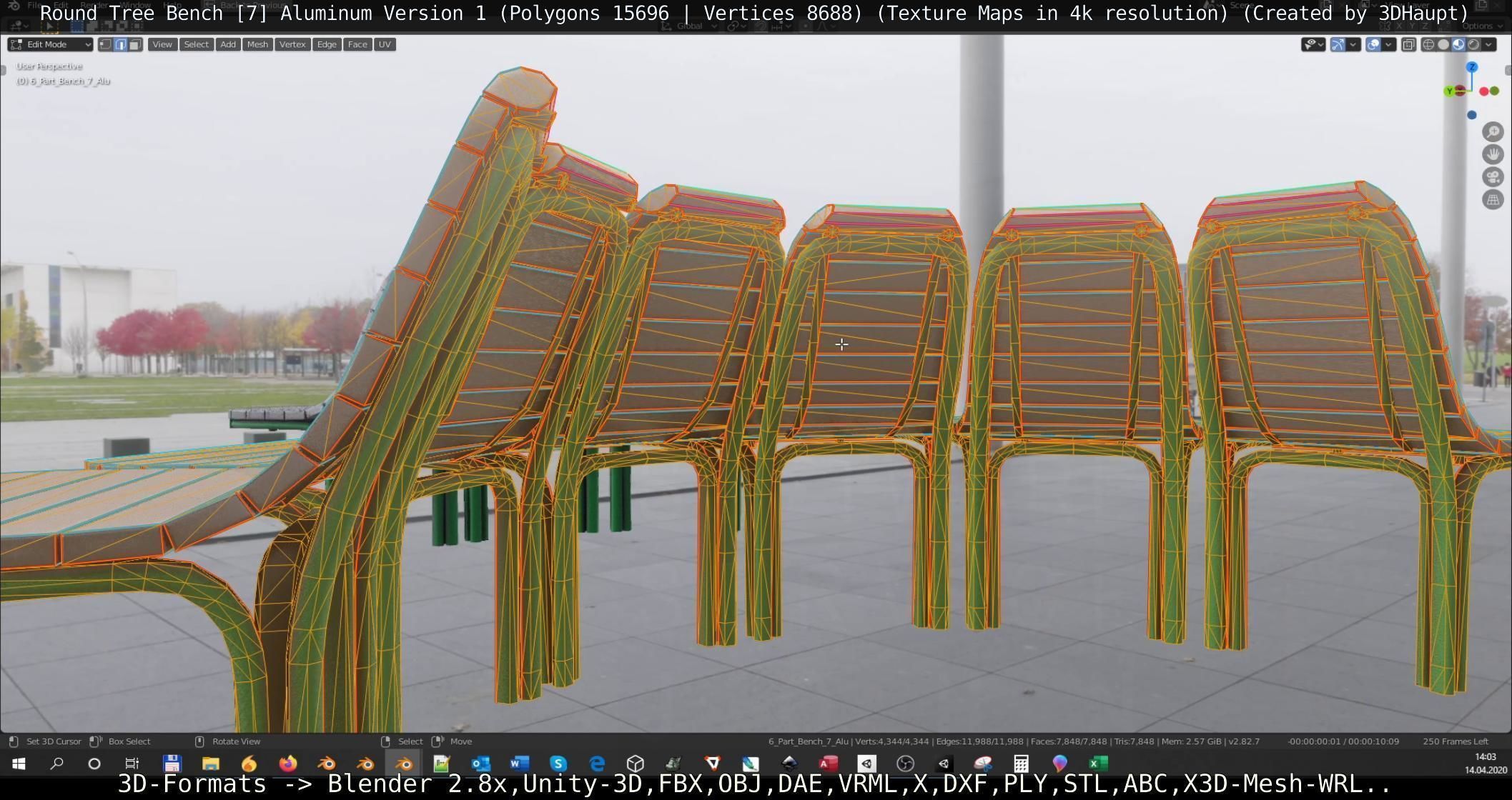  Round Tree Bench - 7 - Aluminum Version 1 Low-poly 3D model_5