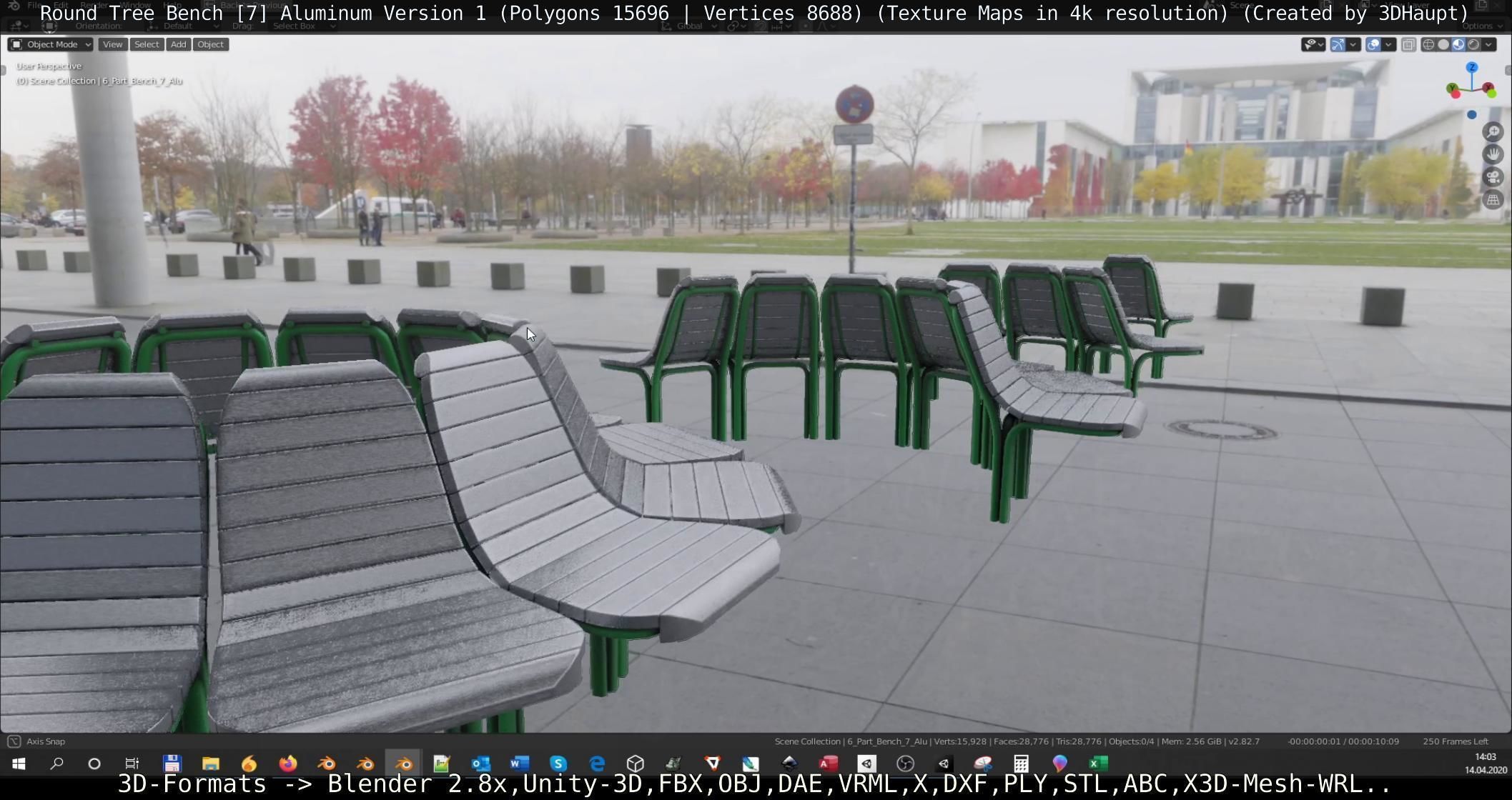  Round Tree Bench - 7 - Aluminum Version 1 Low-poly 3D model_3