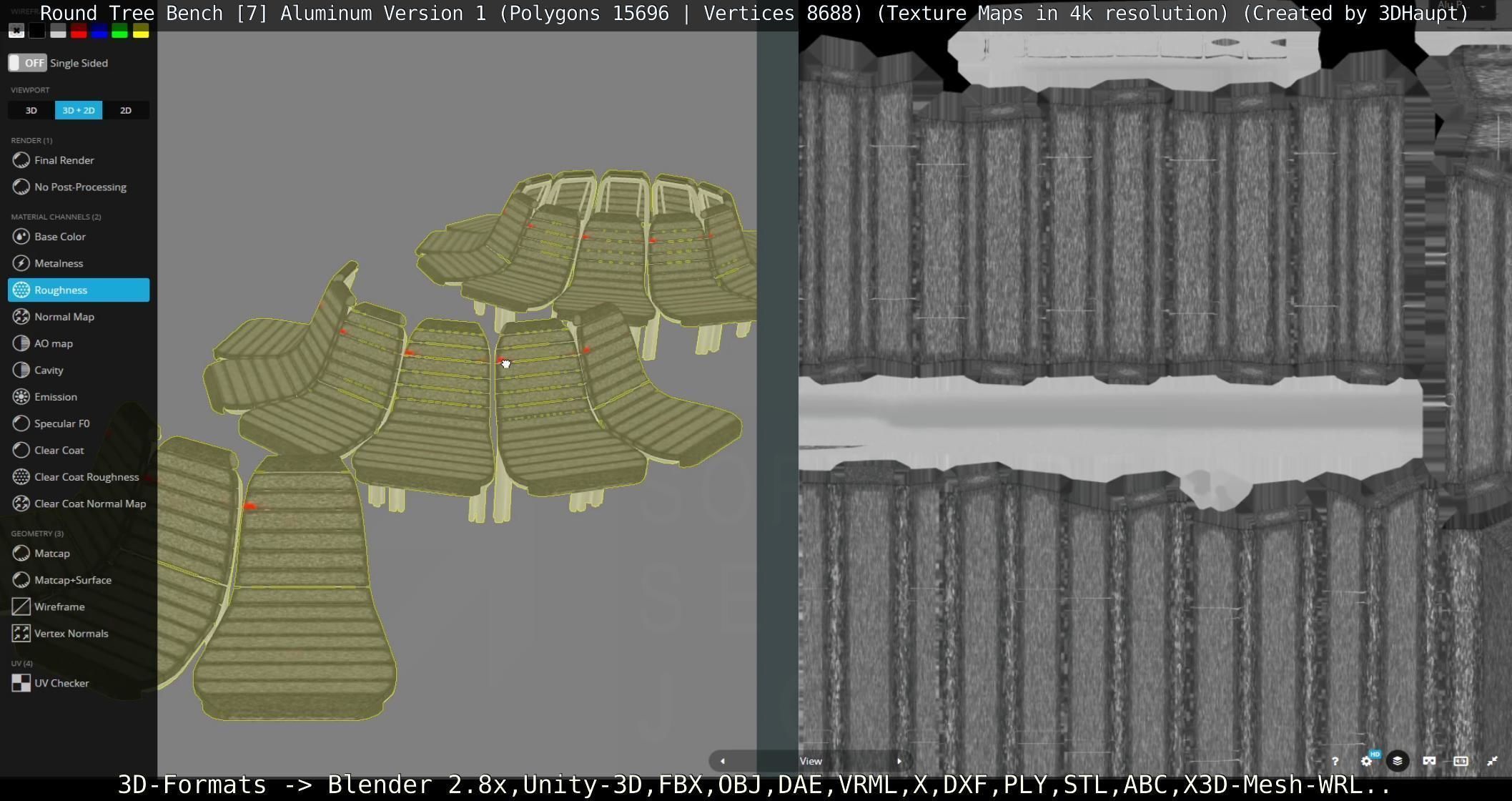  Round Tree Bench - 7 - Aluminum Version 1 Low-poly 3D model_92