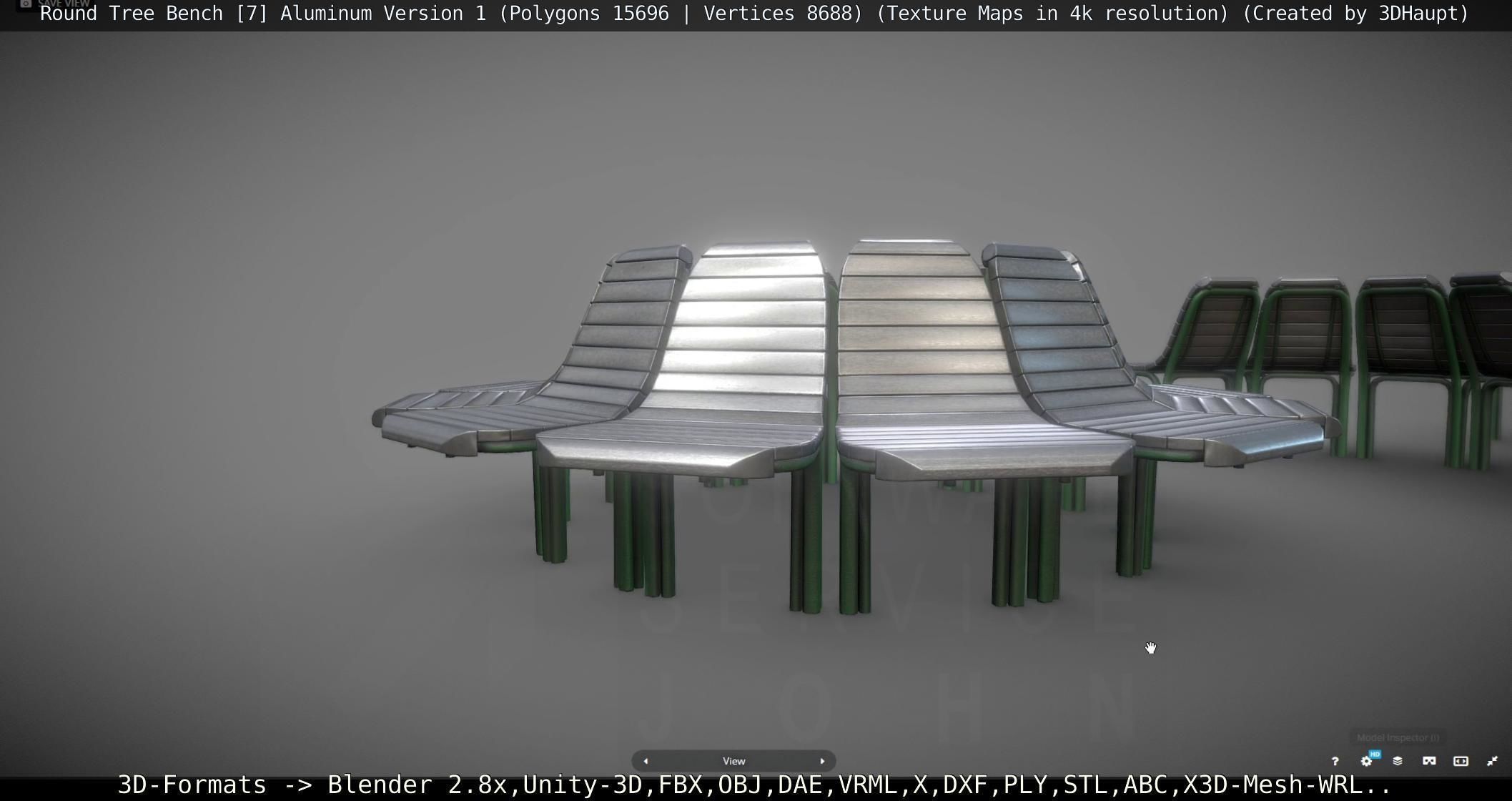  Round Tree Bench - 7 - Aluminum Version 1 Low-poly 3D model_76