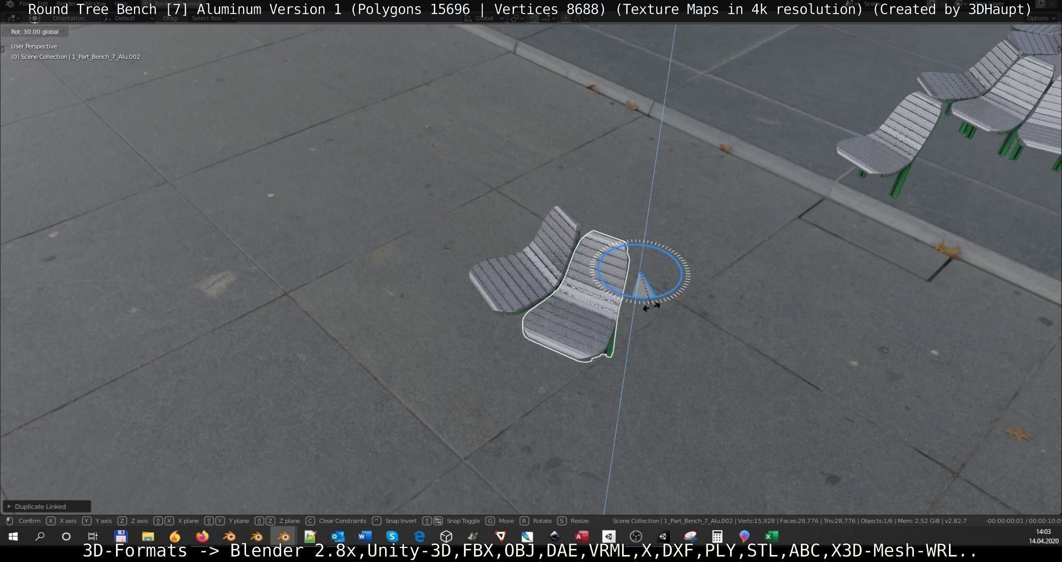  Round Tree Bench - 7 - Aluminum Version 1 Low-poly 3D model_51