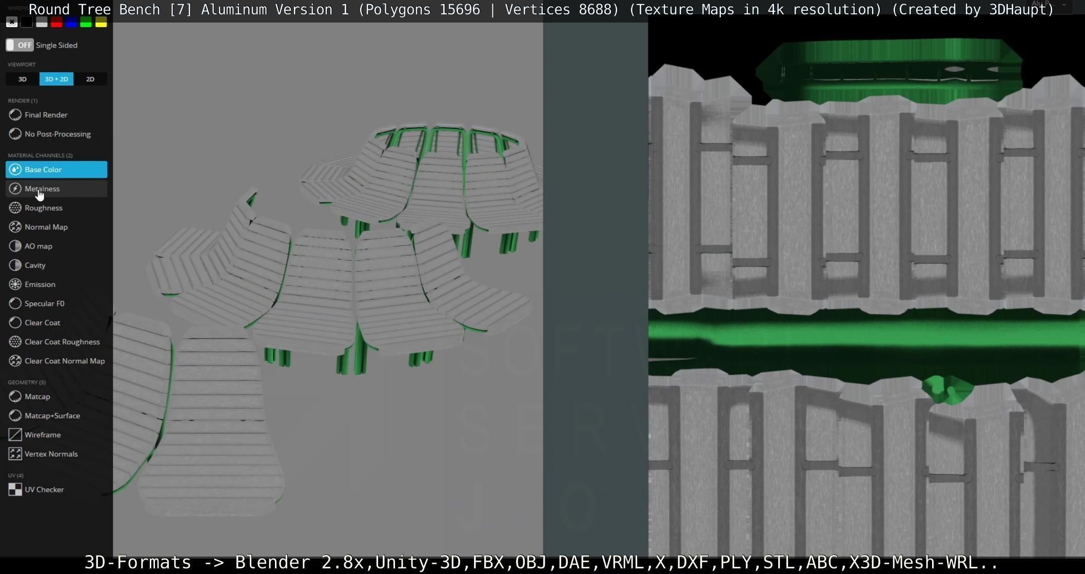  Round Tree Bench - 7 - Aluminum Version 1 Low-poly 3D model_87