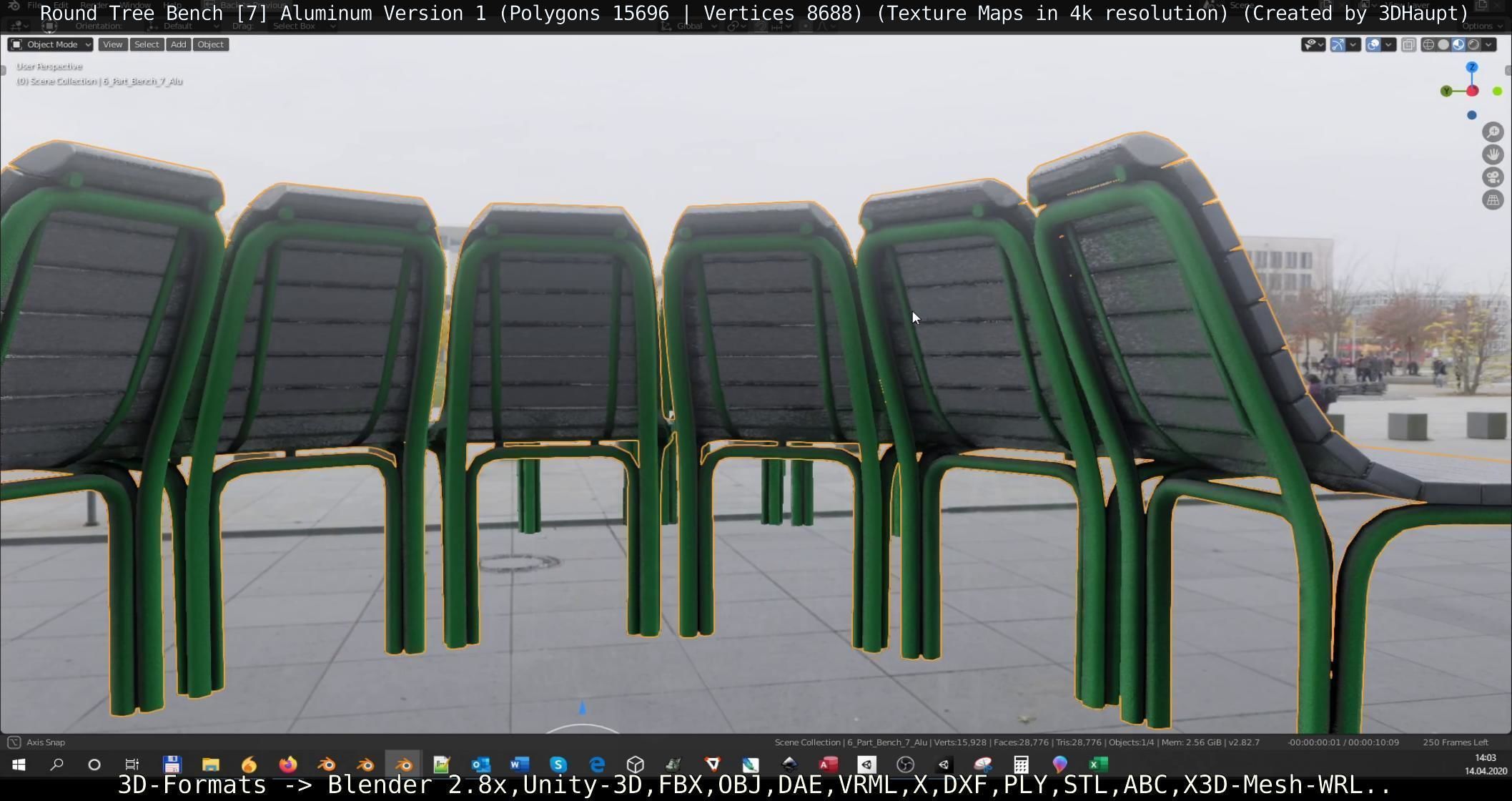  Round Tree Bench - 7 - Aluminum Version 1 Low-poly 3D model_4