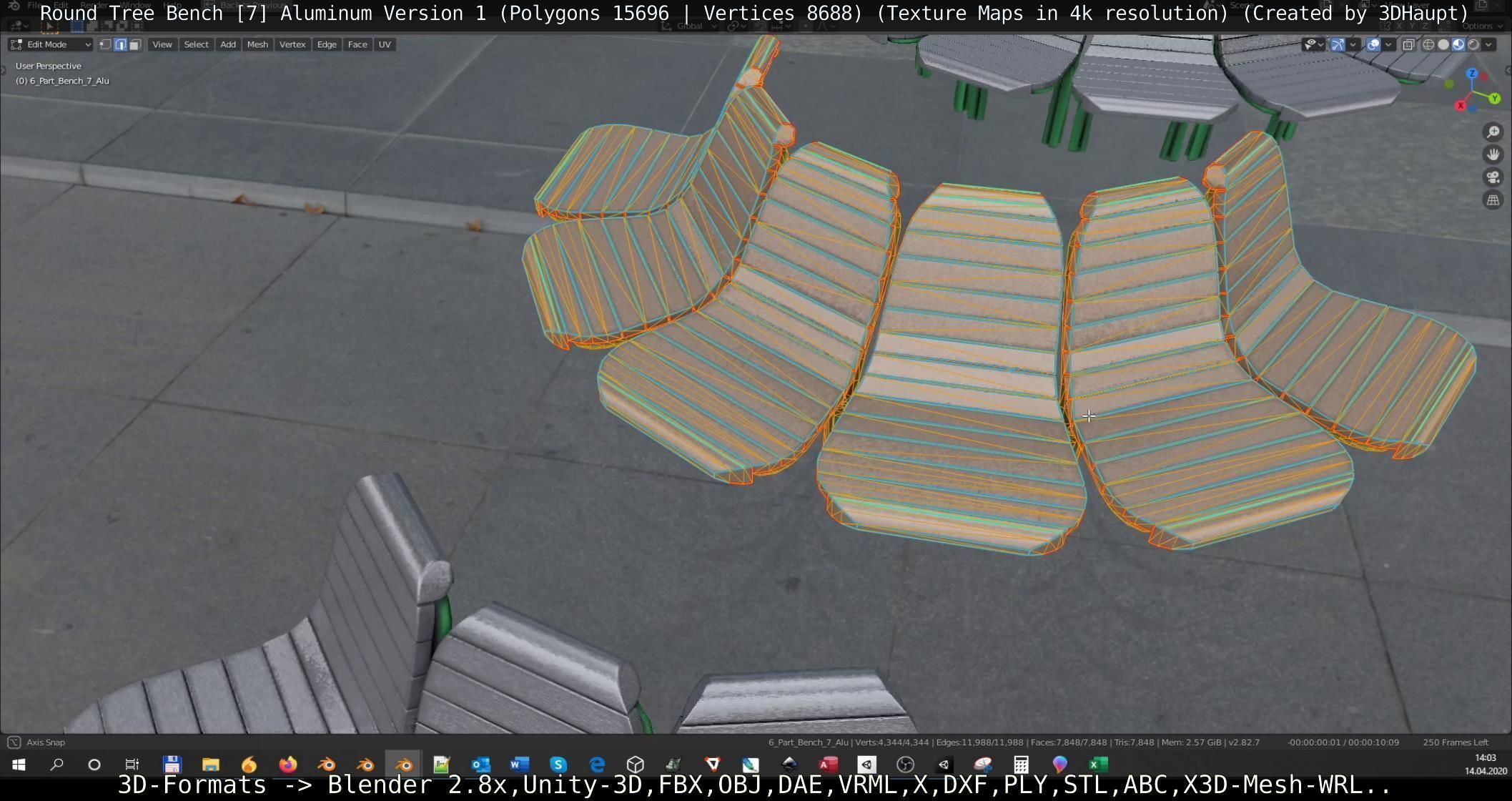  Round Tree Bench - 7 - Aluminum Version 1 Low-poly 3D model_49