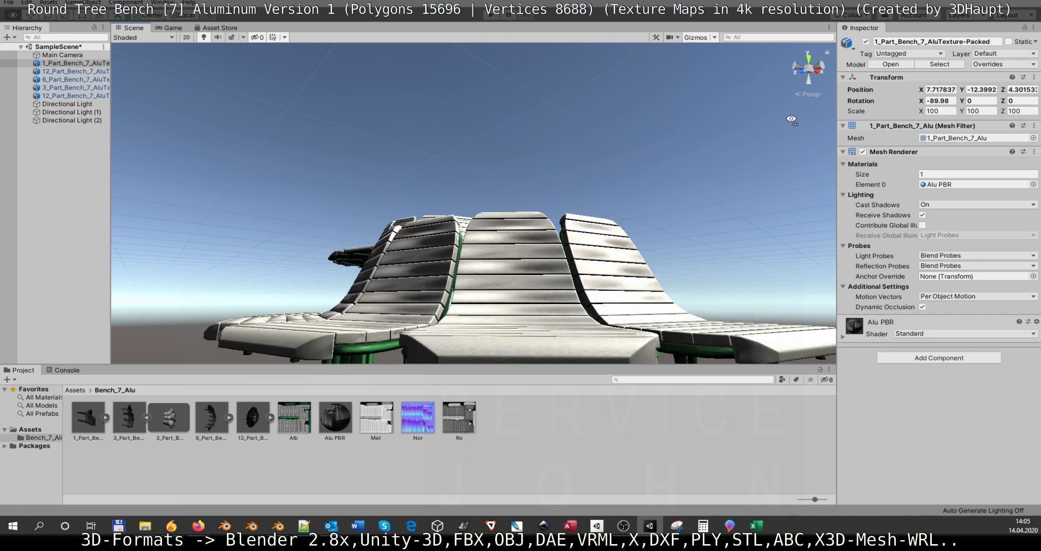  Round Tree Bench - 7 - Aluminum Version 1 Low-poly 3D model_36